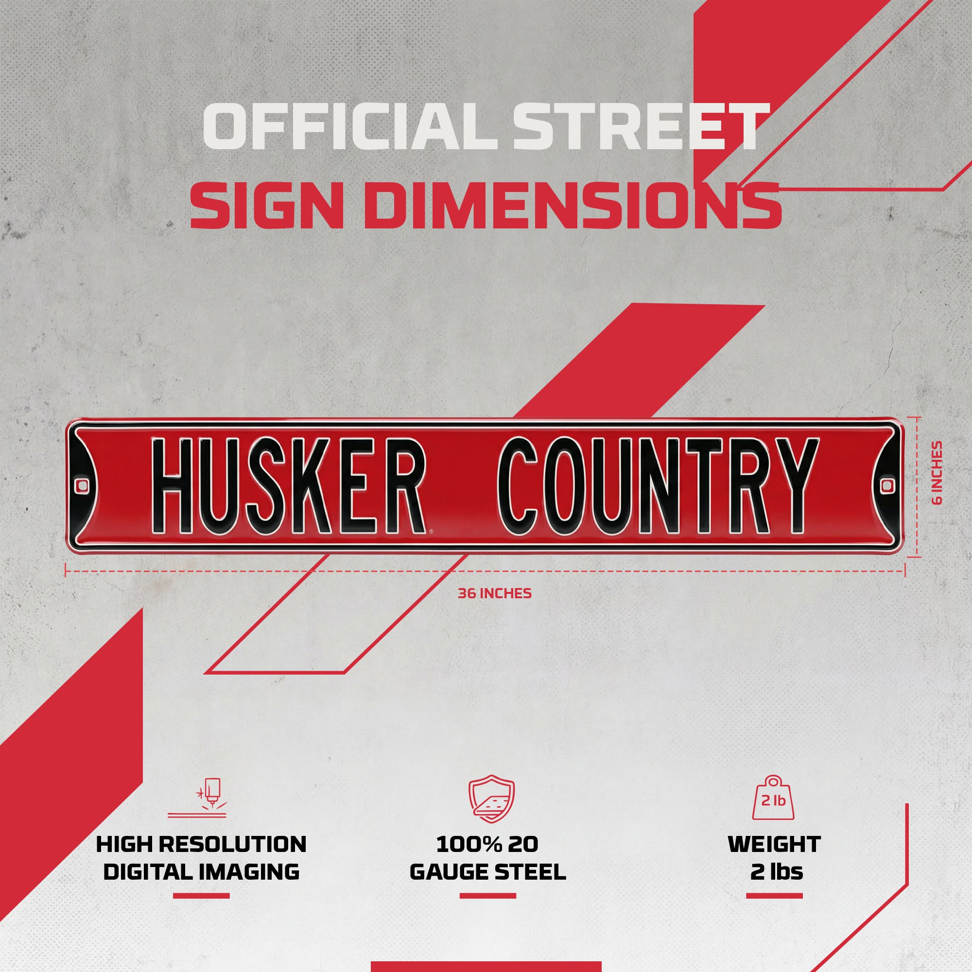 Nebraska Cornhuskers - HUSKER COUNTRY - Embossed Steel Street Sign