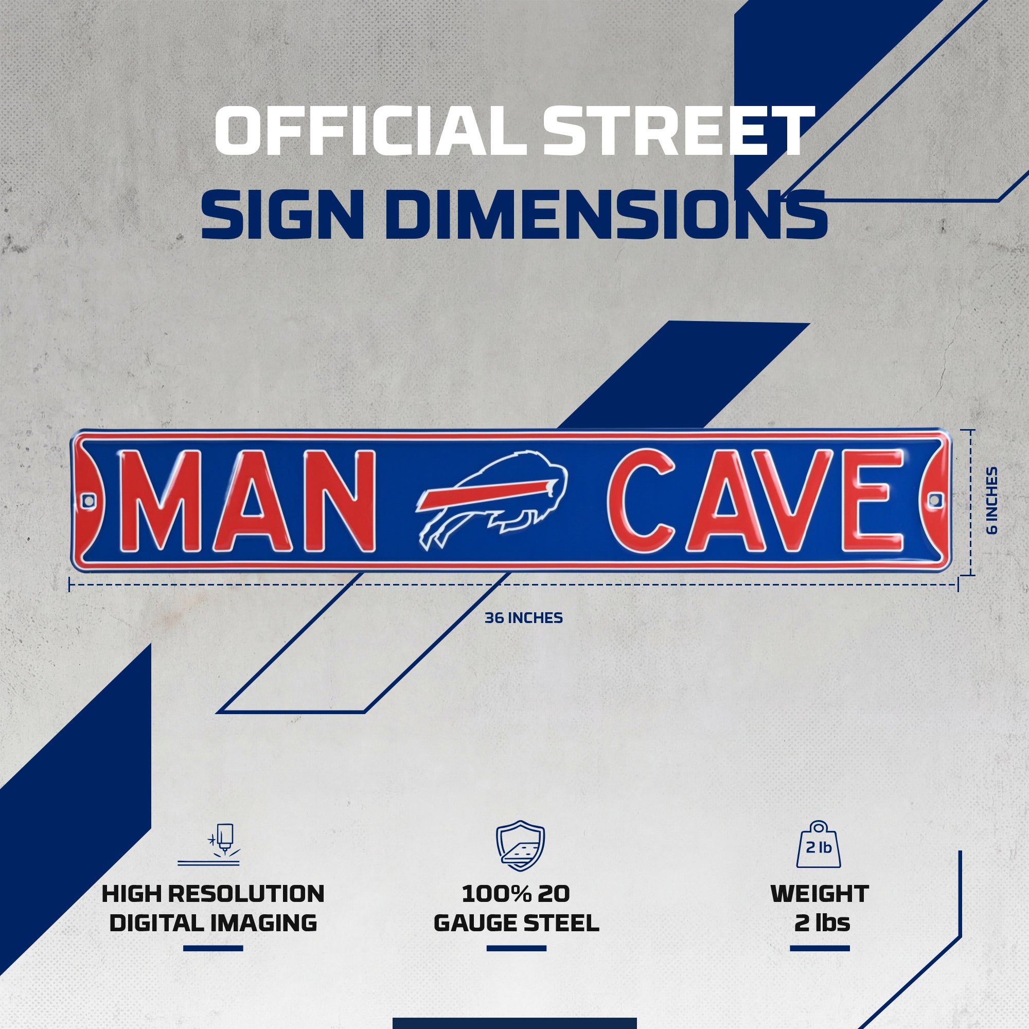 Buffalo Bills - MAN CAVE - Embossed Steel Street Sign