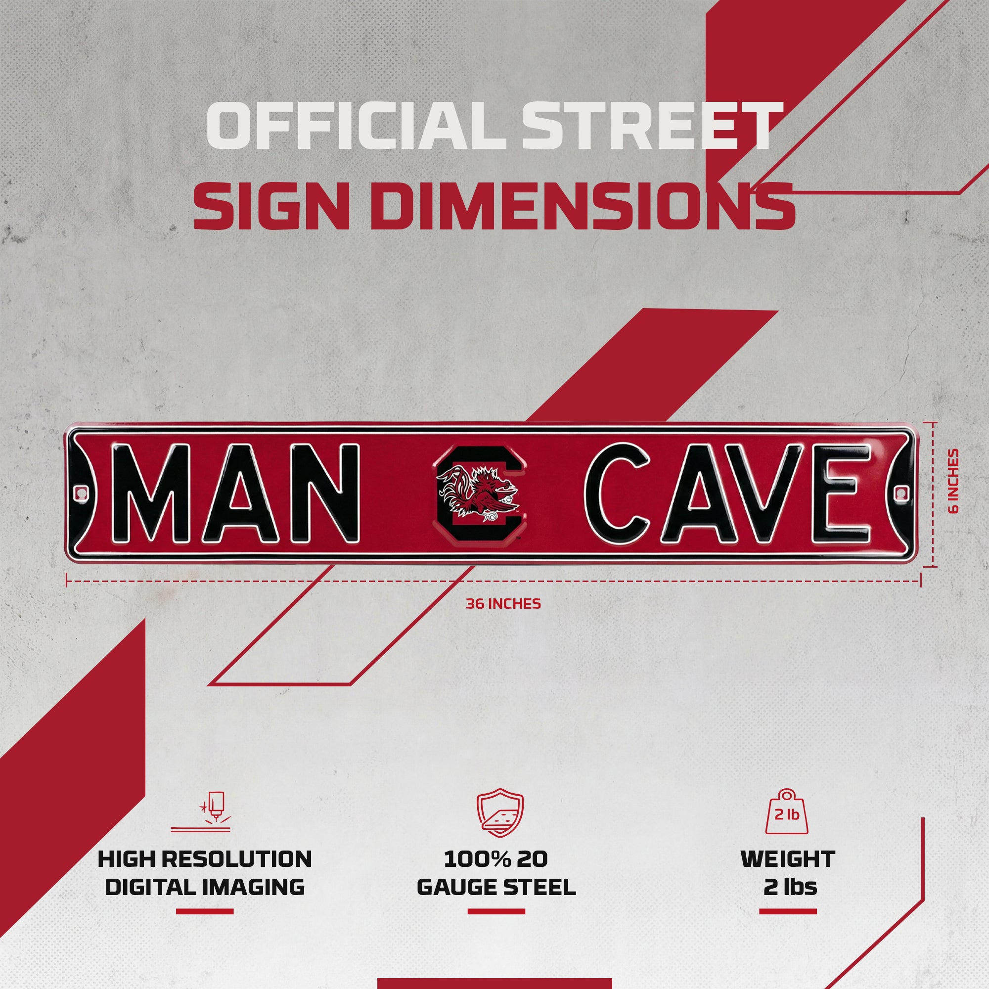 South Carolina Gamecocks - MAN CAVE - Embossed Steel Street Sign