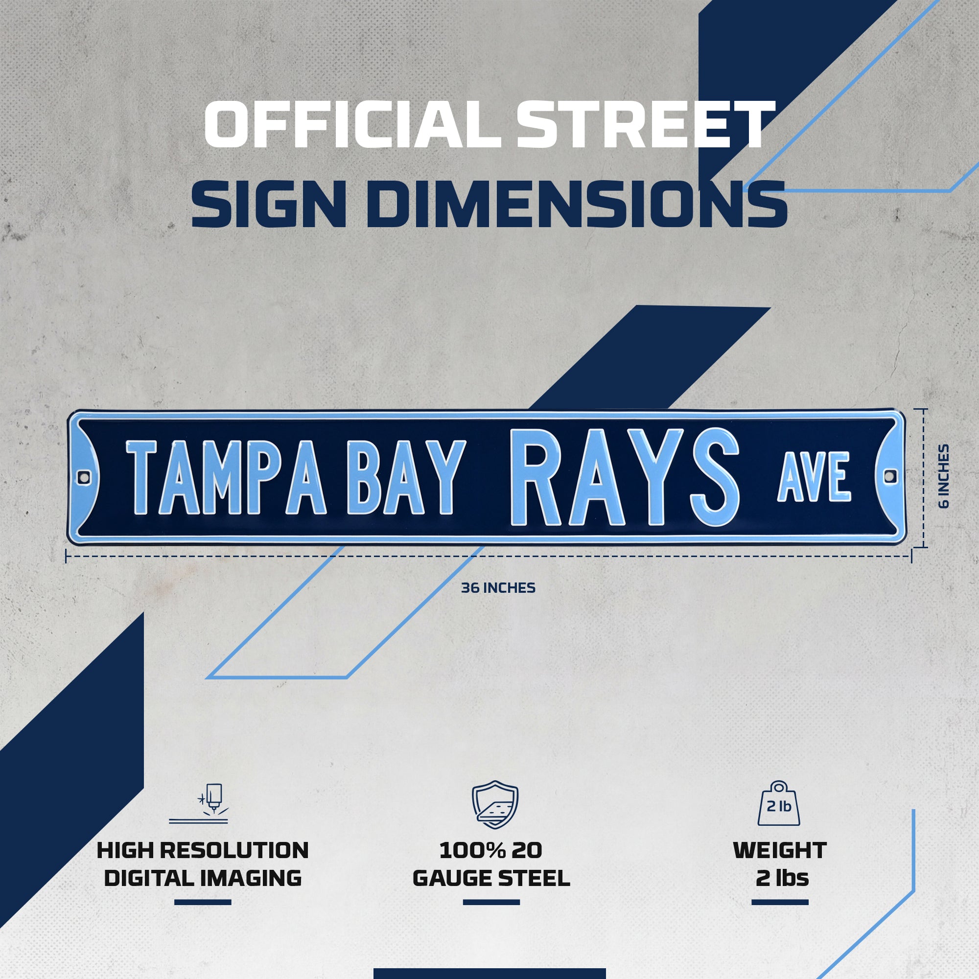 Tampa Bay Rays - TAMPA BAY RAYS AVE - Embossed Steel Street Sign