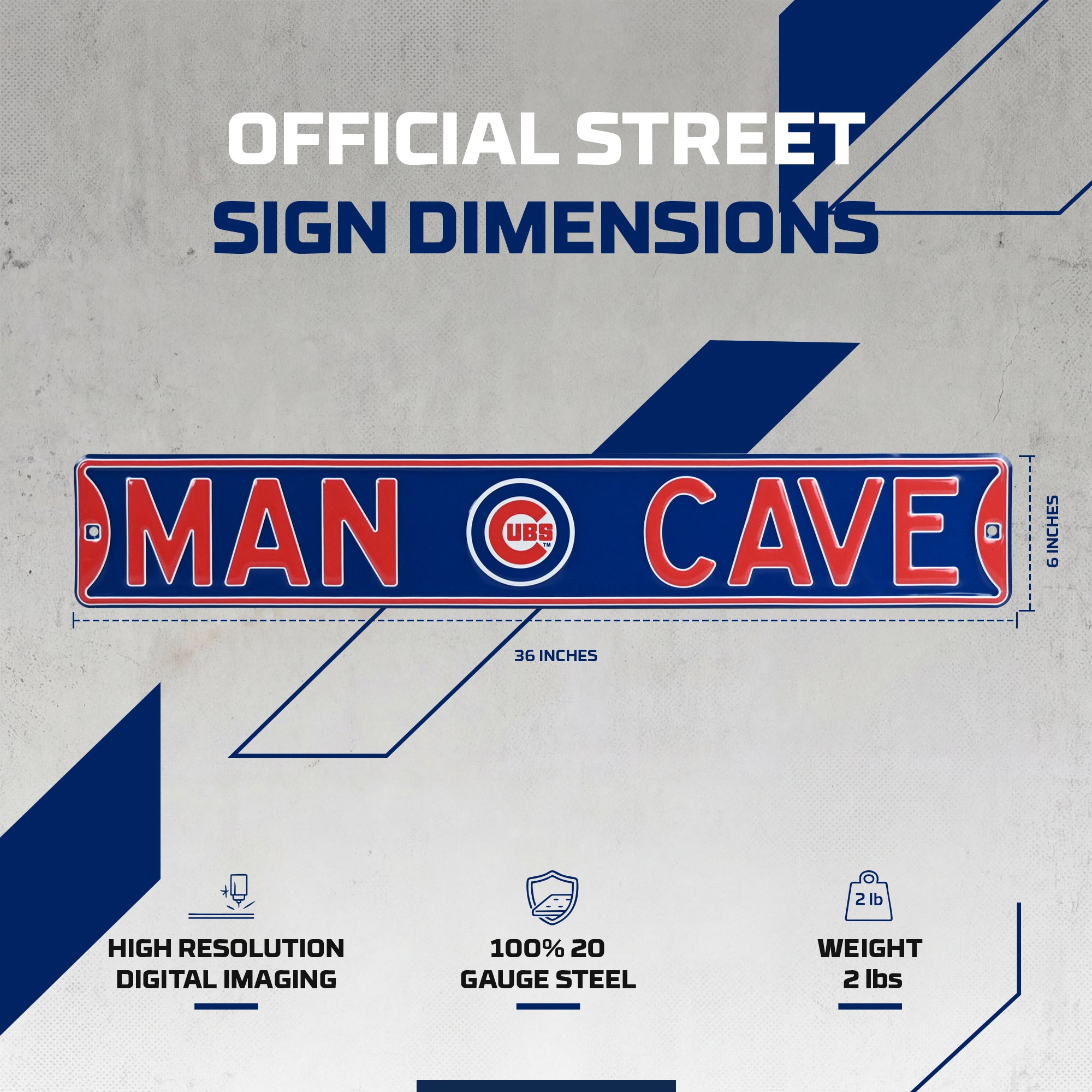 Chicago Cubs - MAN CAVE - Embossed Steel Street Sign