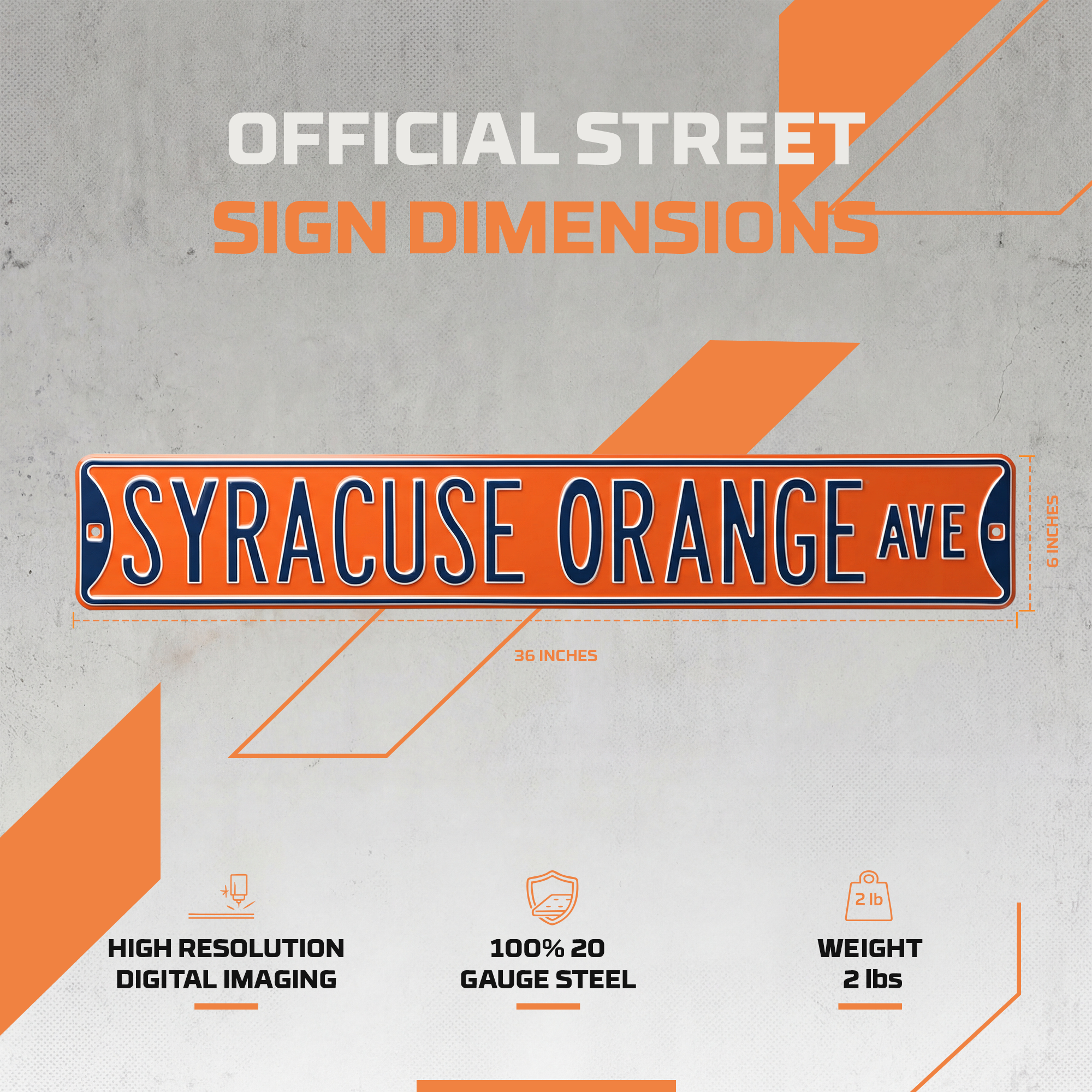 Syracuse Orange - SYRACUSE ORANGE AVE - Embossed Steel Street Sign
