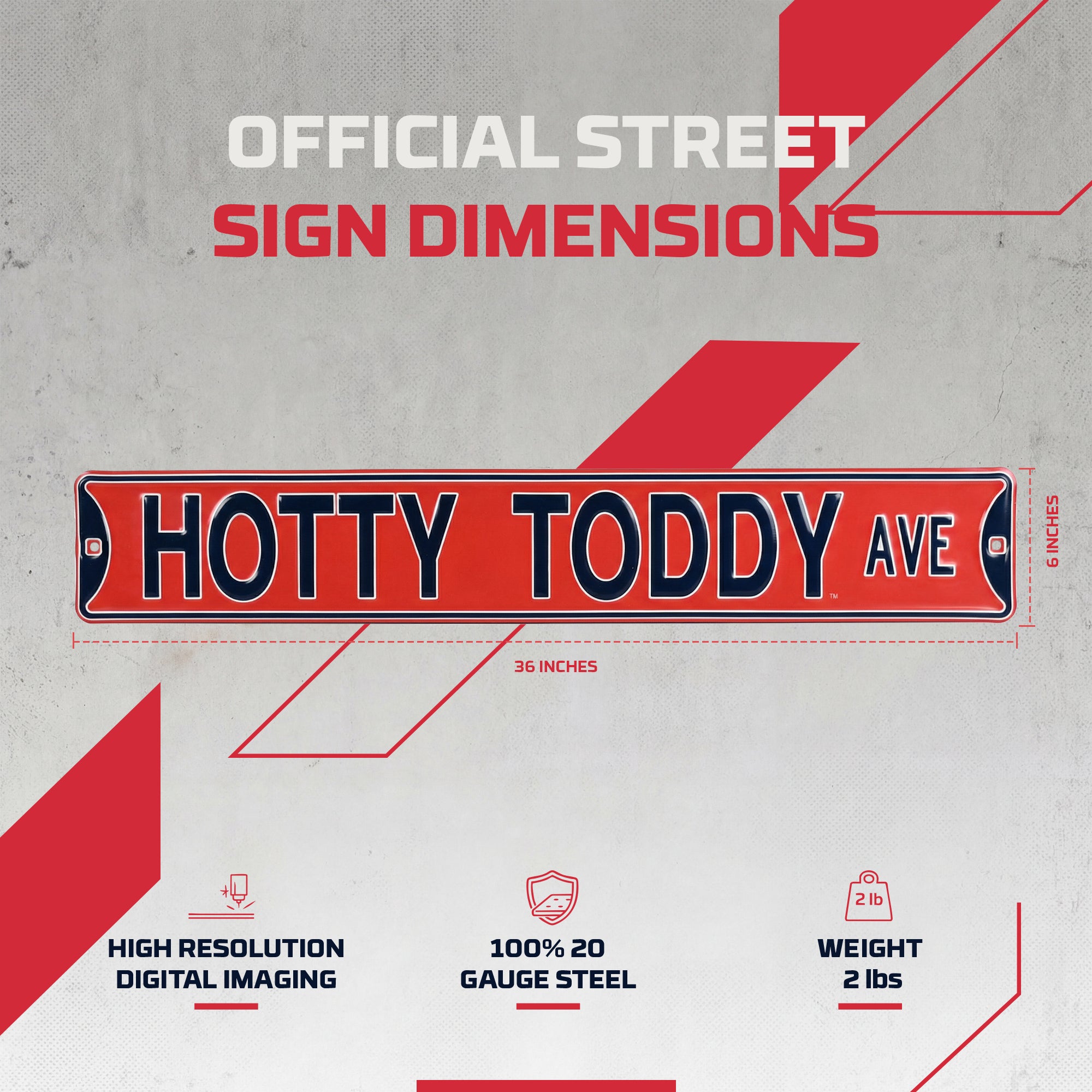 Ole Miss Rebels - HOTTY TODDY AVE - Embossed Steel Street Sign