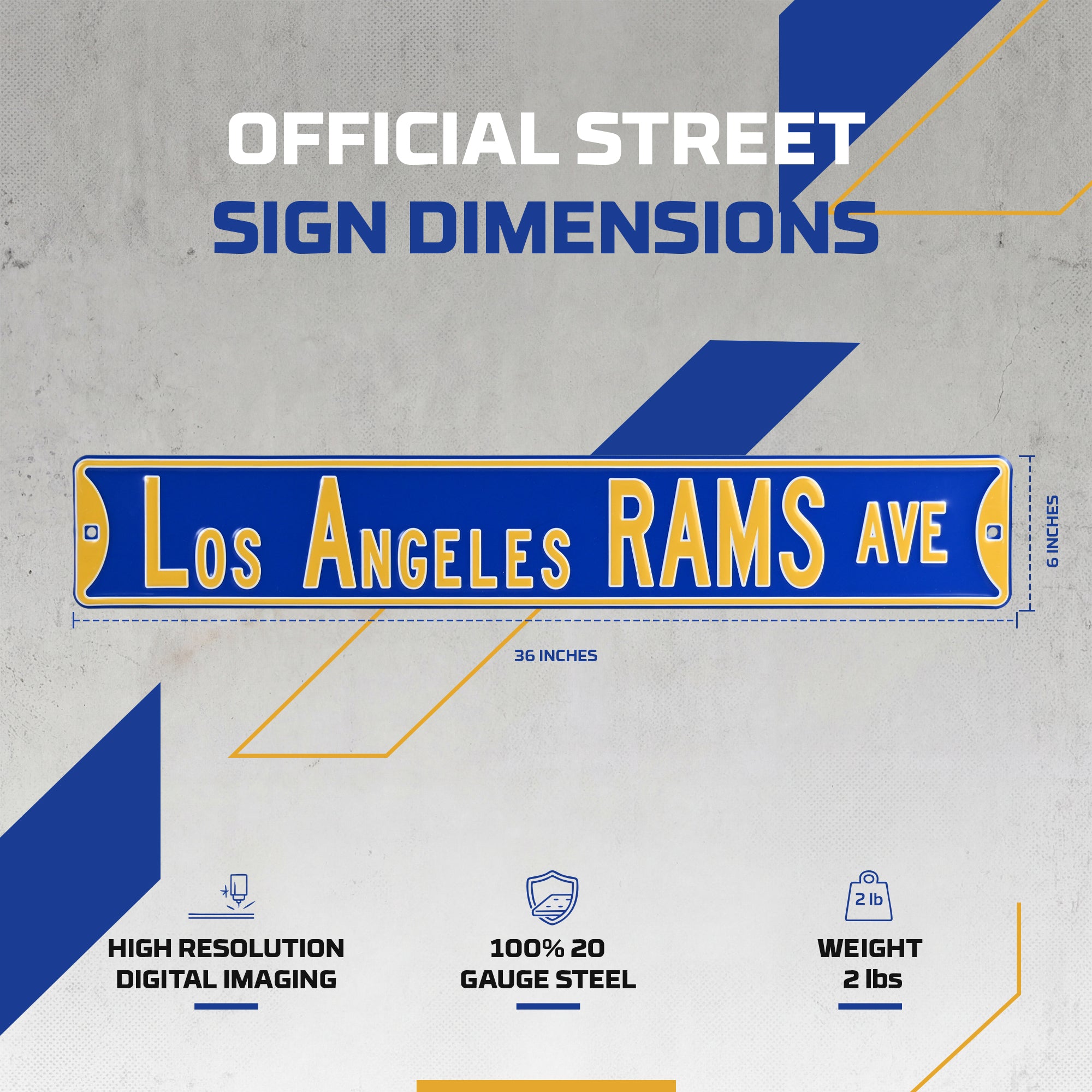 Los Angeles Rams - LOS ANGELES RAMS AVE - Embossed Steel Street Sign