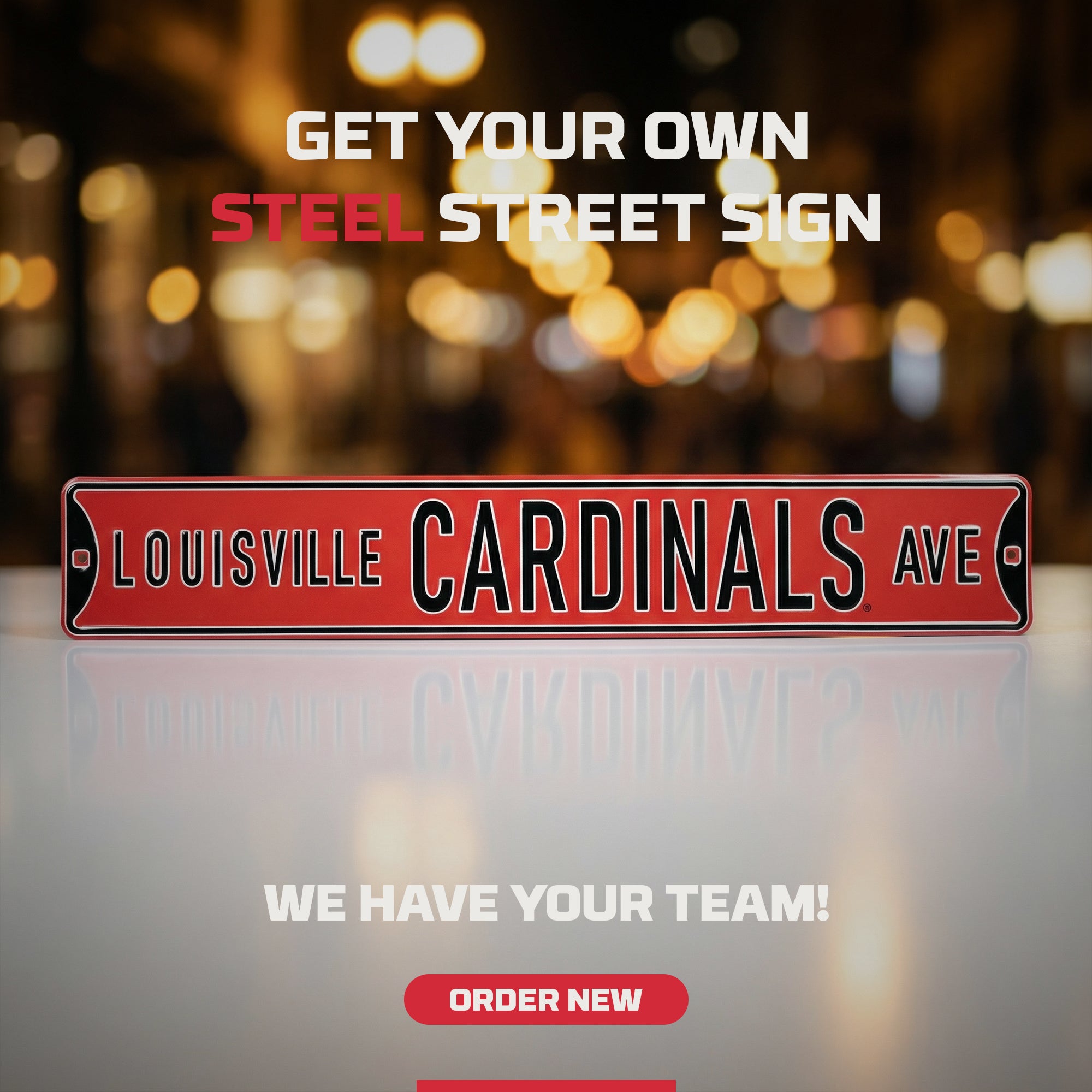 Louisville Cardinals - Embossed Steel Street Sign