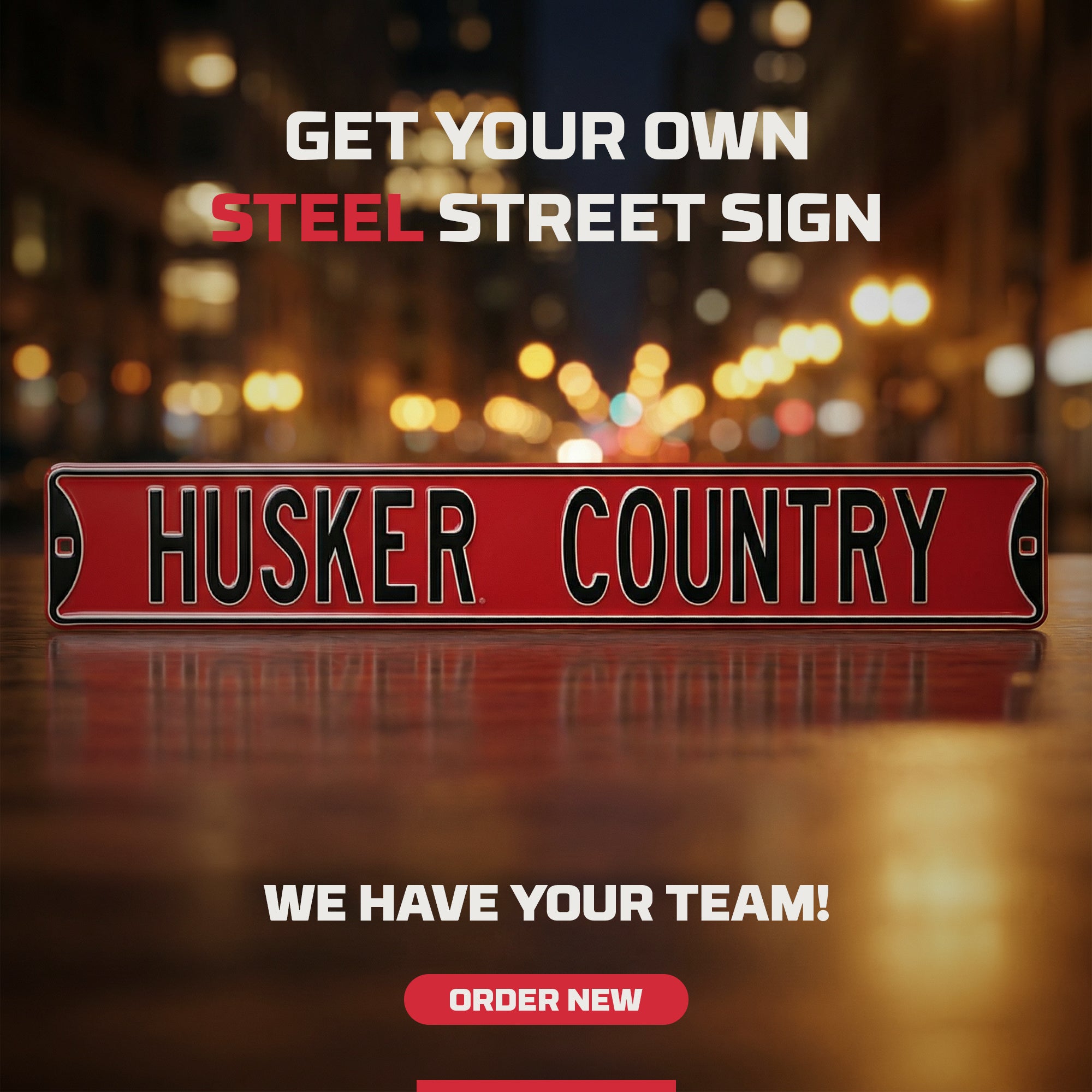 Nebraska Cornhuskers - HUSKER COUNTRY - Embossed Steel Street Sign