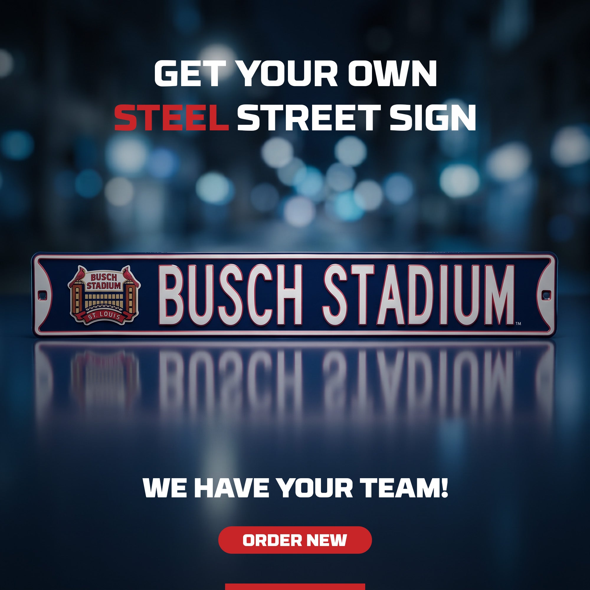 St. Louis Cardinals - BUSCH STADIUM Logo - Embossed Steel Street Sign