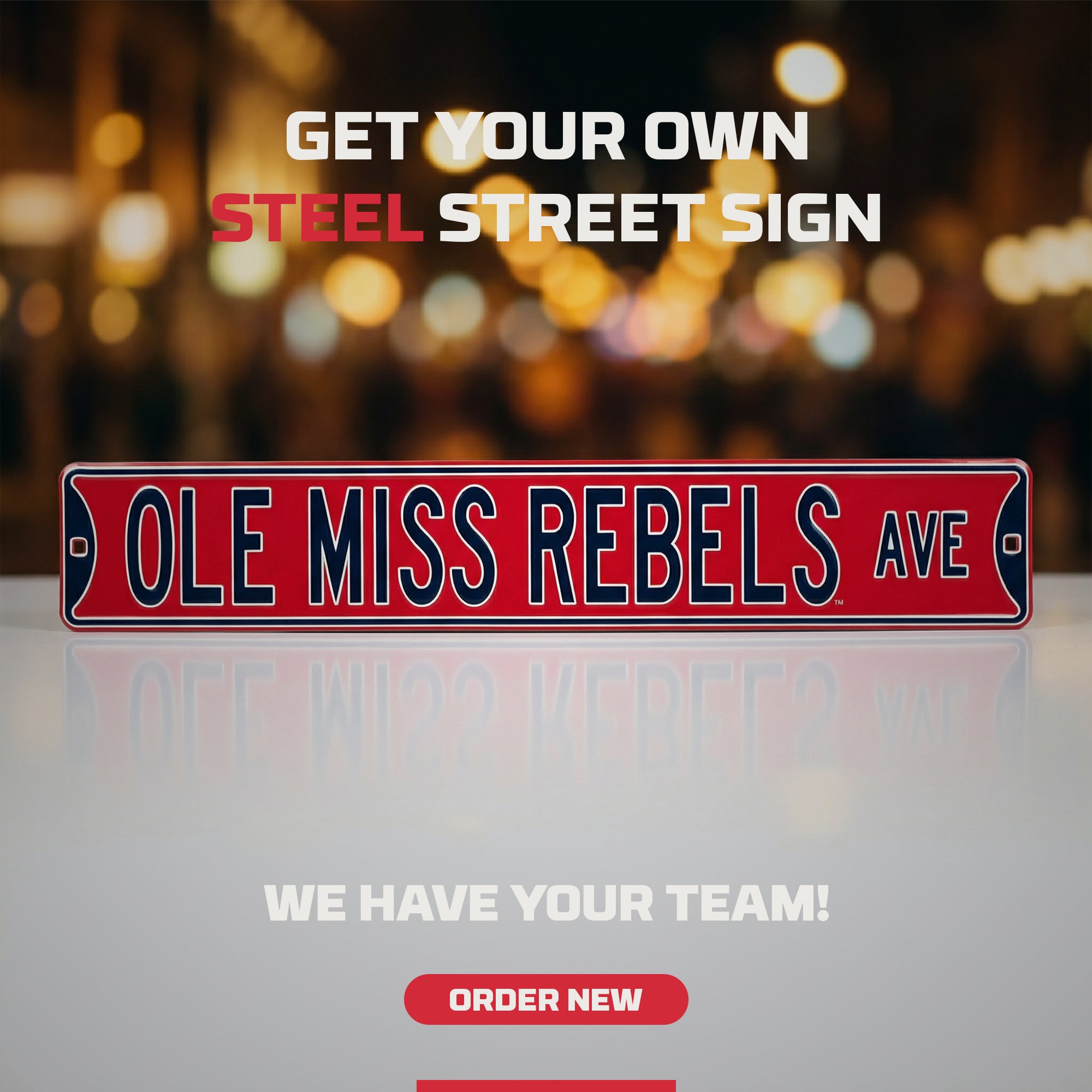 Ole Miss Rebels - OLE MISS REBELS AVE - Embossed Steel Street Sign