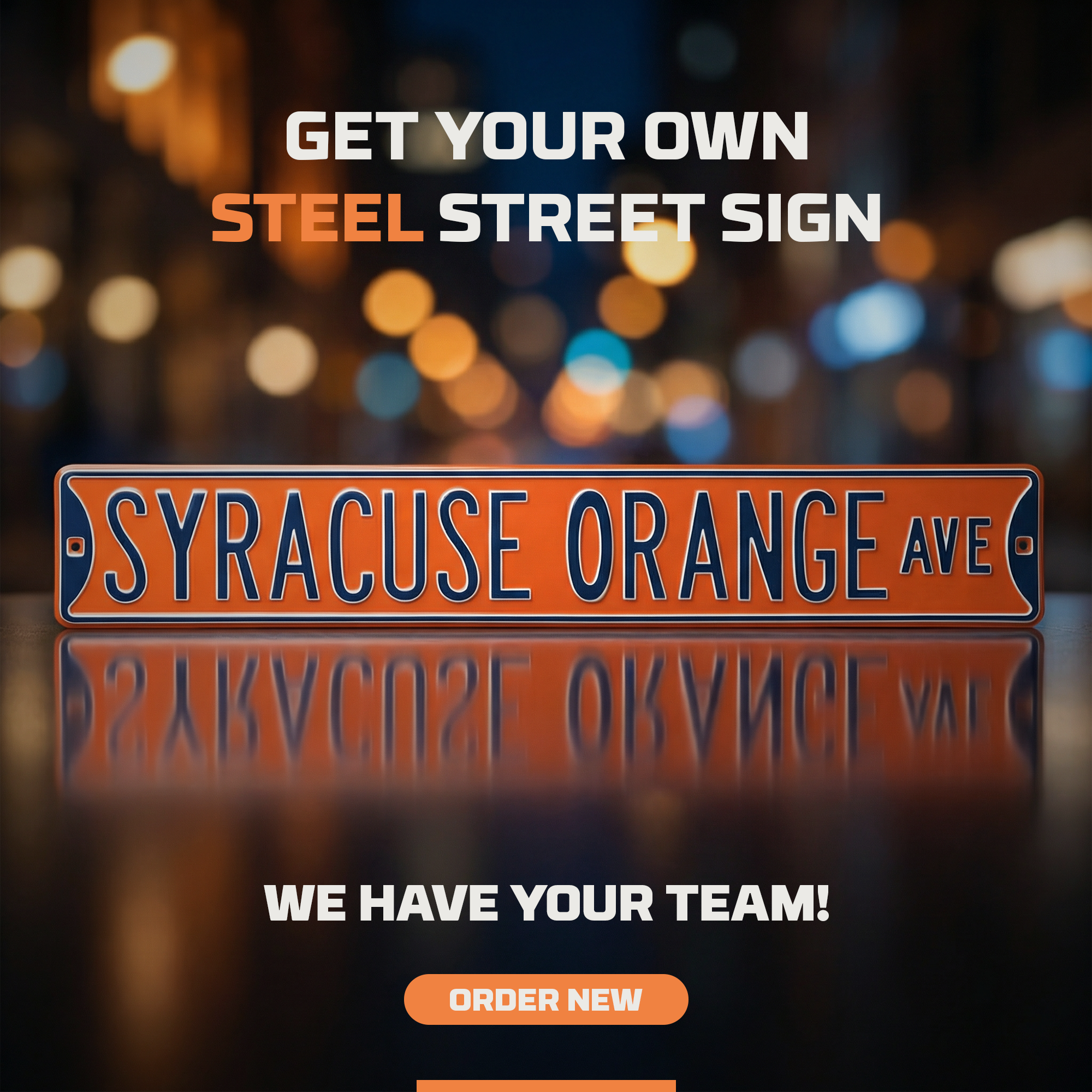 Syracuse Orange - SYRACUSE ORANGE AVE - Embossed Steel Street Sign