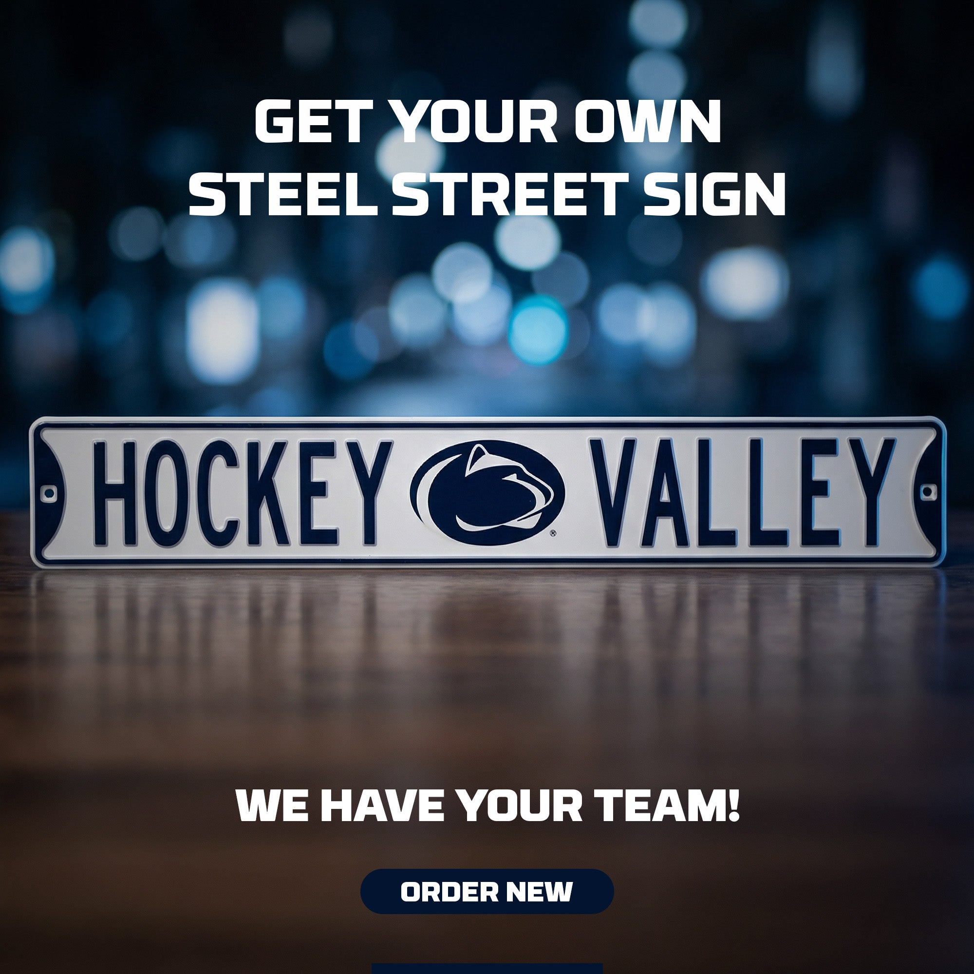 Penn State Nittany Lions - HOCKEY VALLEY - Logo - Embossed Steel Street Sign