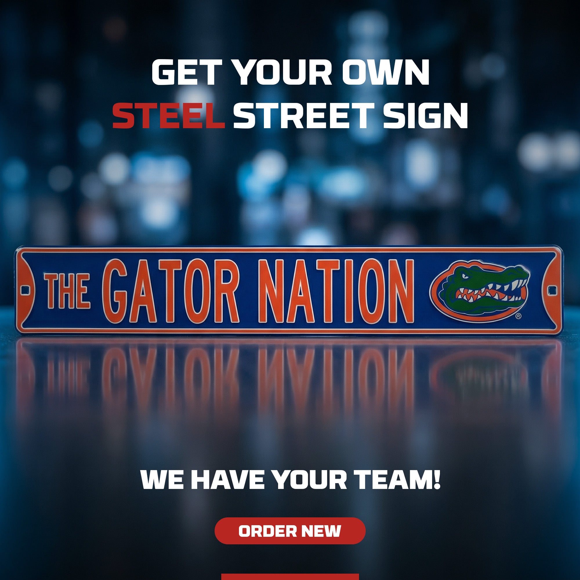 Florida Gators - THE GATOR NATION - Logo - Embossed Steel Street Sign