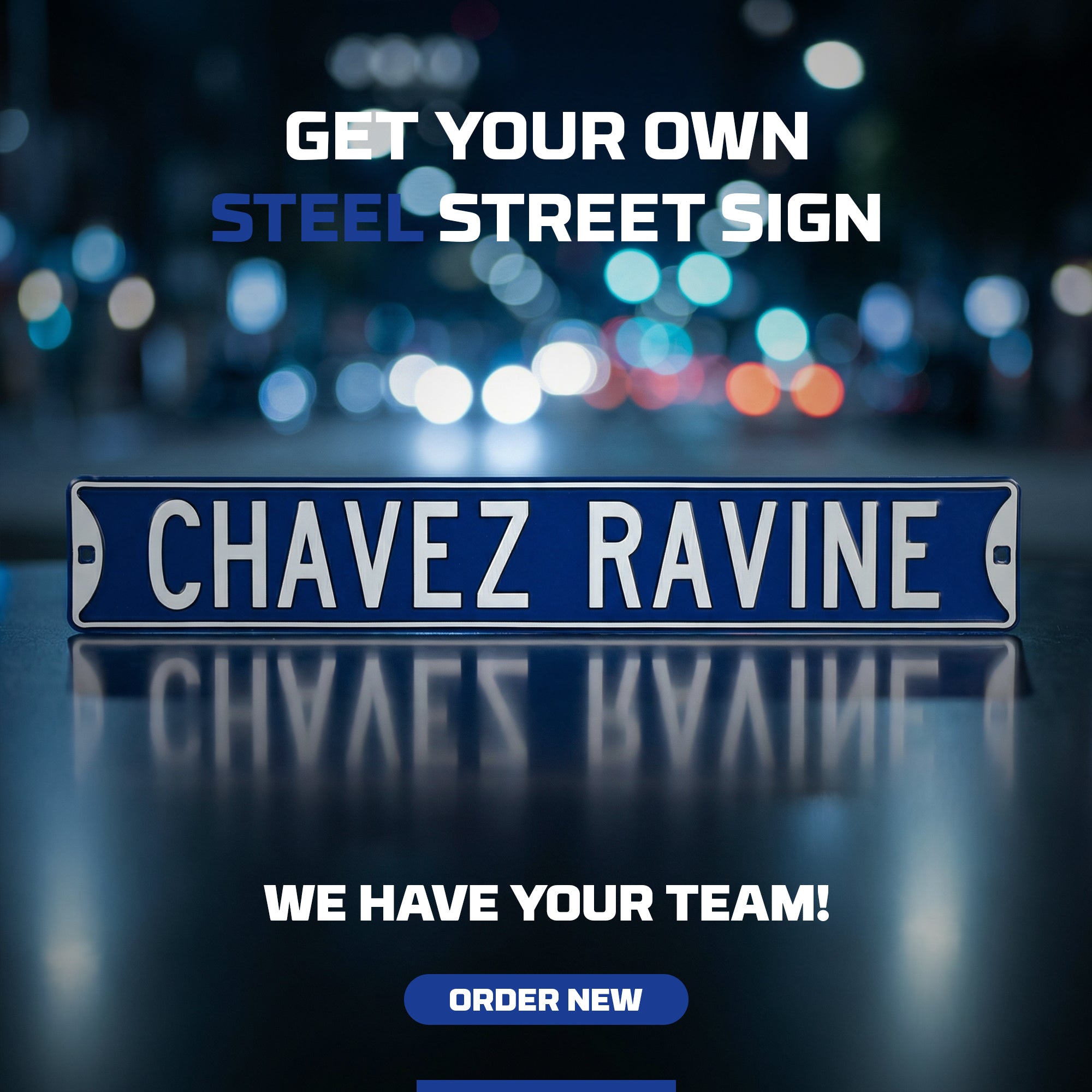 Los Angeles Dodgers - CHAVEZ RAVINE - Embossed Steel Street Sign