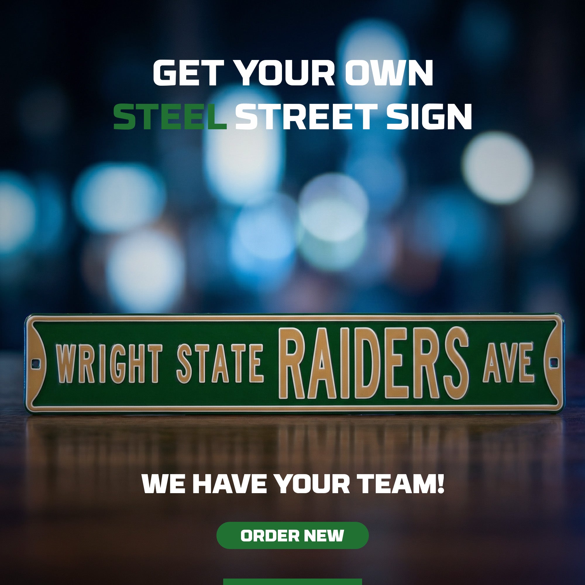 Wright State Raiders - RAIDERS AVE - Embossed Steel Street Sign