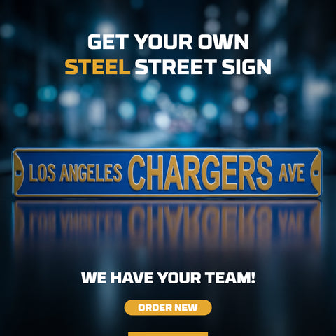 Los Angeles Chargers Ave - Embossed Steel Street Sign