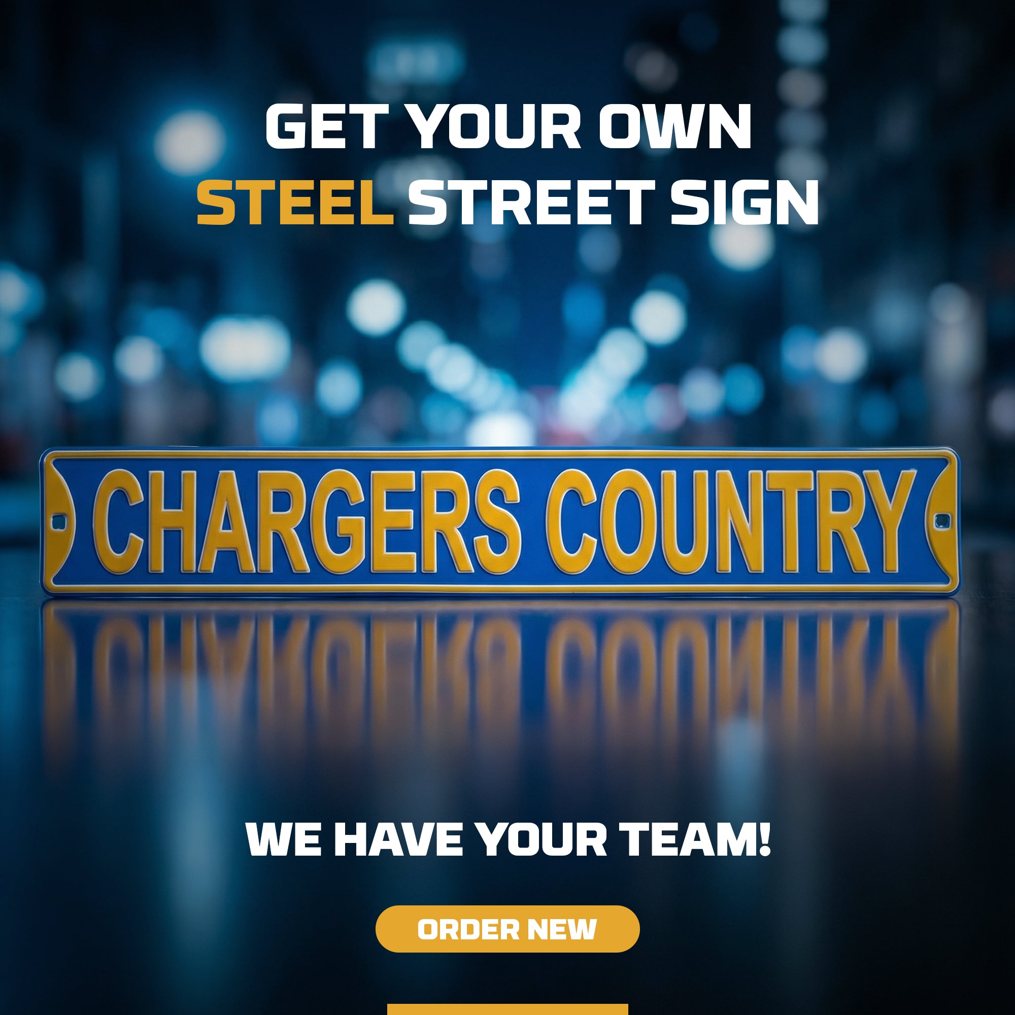 Los Angeles Chargers - CHARGERS COUNTRY - Embossed Steel Street Sign