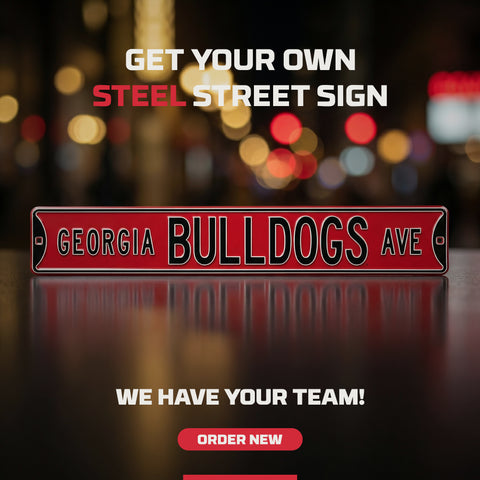 Georgia Bulldogs - BULLDOGS AVE - Red Embossed Steel Street Sign