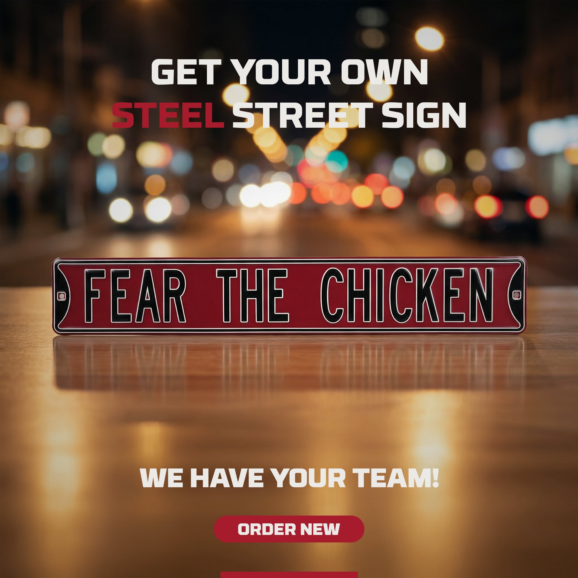 South Carolina Gamecocks - FEAR THE CHICKEN - Embossed Steel Street Sign