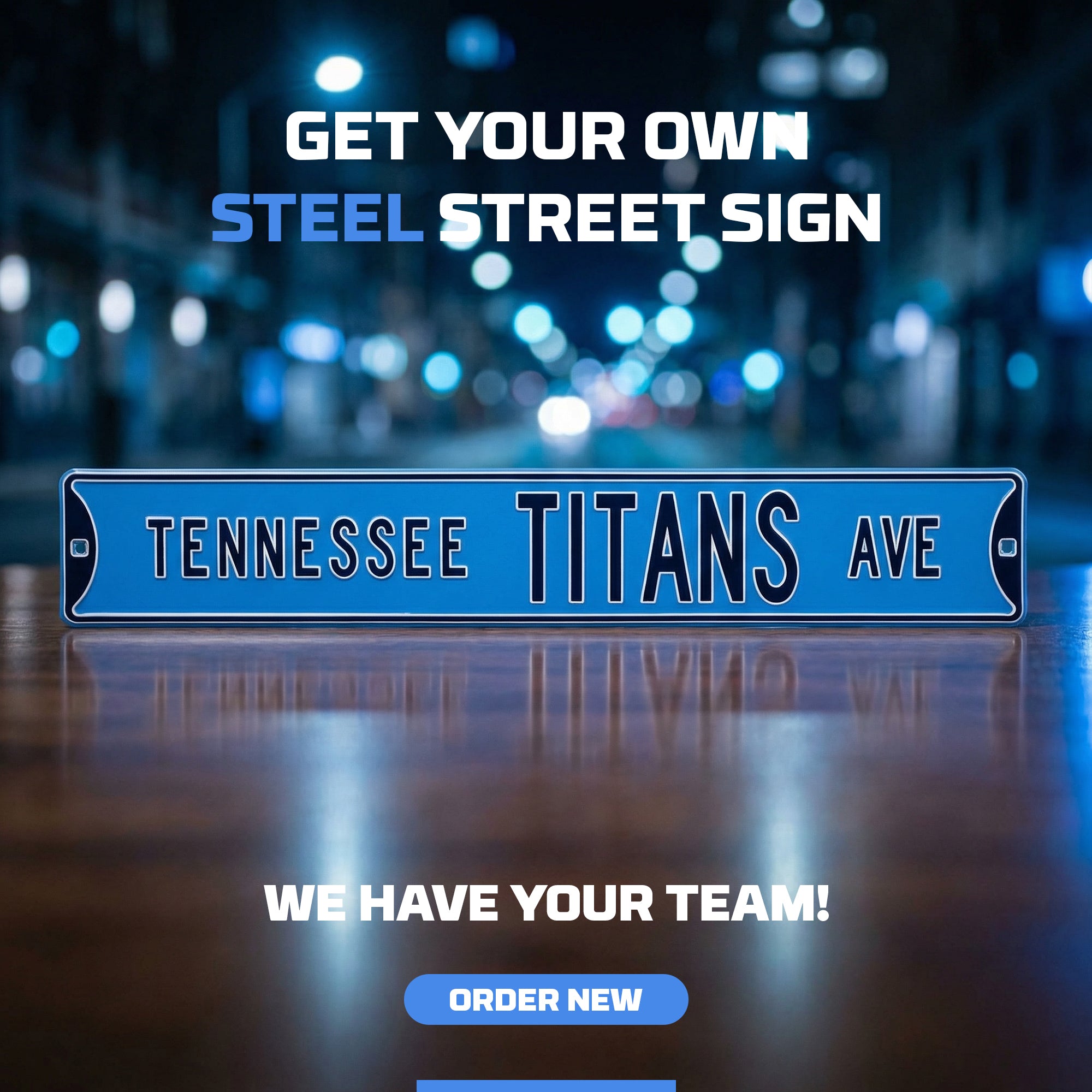 Tennessee Titans - TENNESSEE TITANS AVE - Embossed Steel Street Sign