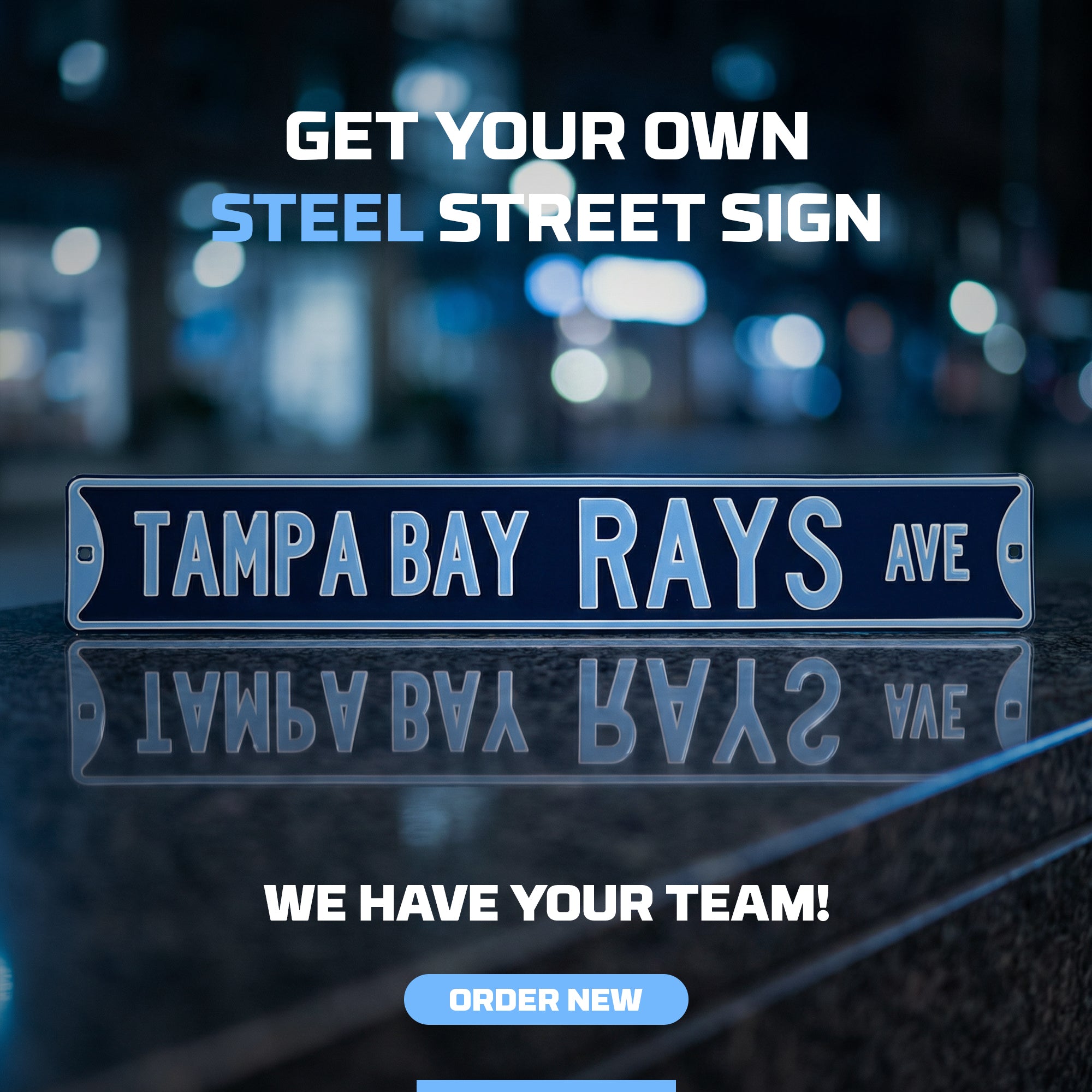 Tampa Bay Rays - TAMPA BAY RAYS AVE - Embossed Steel Street Sign
