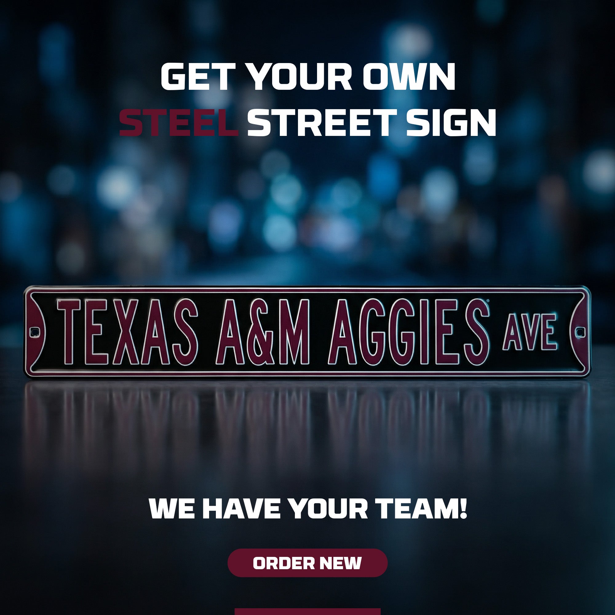 Texas A&M Aggies - AGGIES AVE - Embossed Steel Street Sign