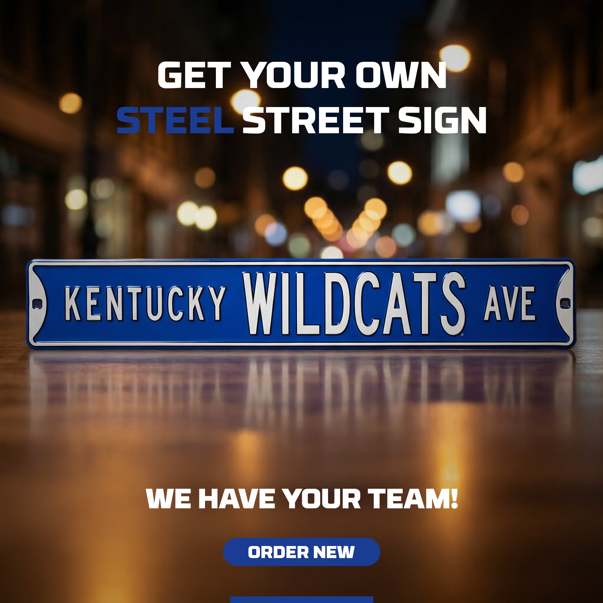 Kentucky Wildcats - KENTUCKY WILDCATS AVE - Embossed Steel Street Sign