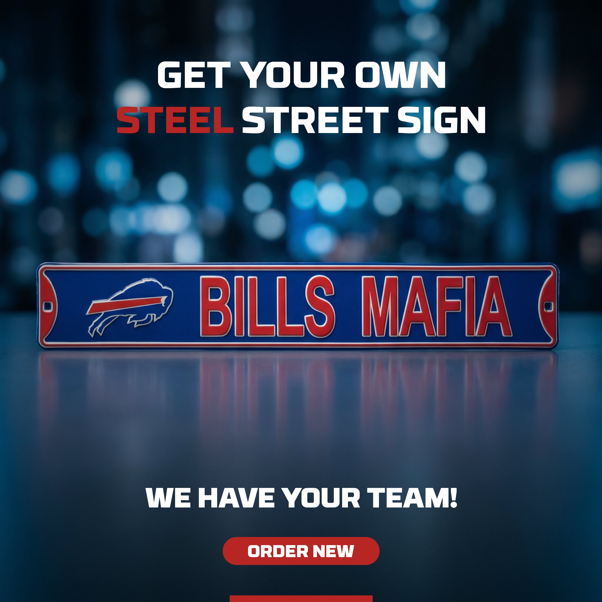 Buffalo Bills - Bills Mafia w/logo - Embossed Steel Street Sign