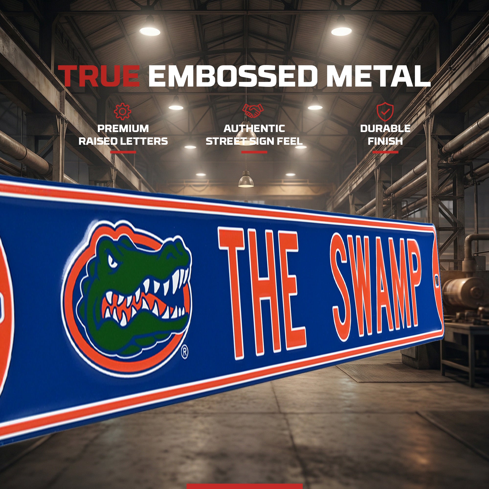 Florida Gators - THE SWAMP Gatorhead - Embossed Steel Street Sign