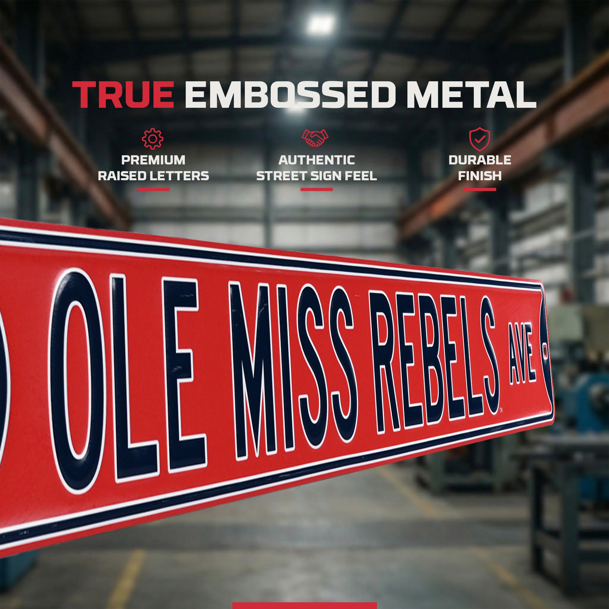 Ole Miss Rebels - OLE MISS REBELS AVE - Embossed Steel Street Sign