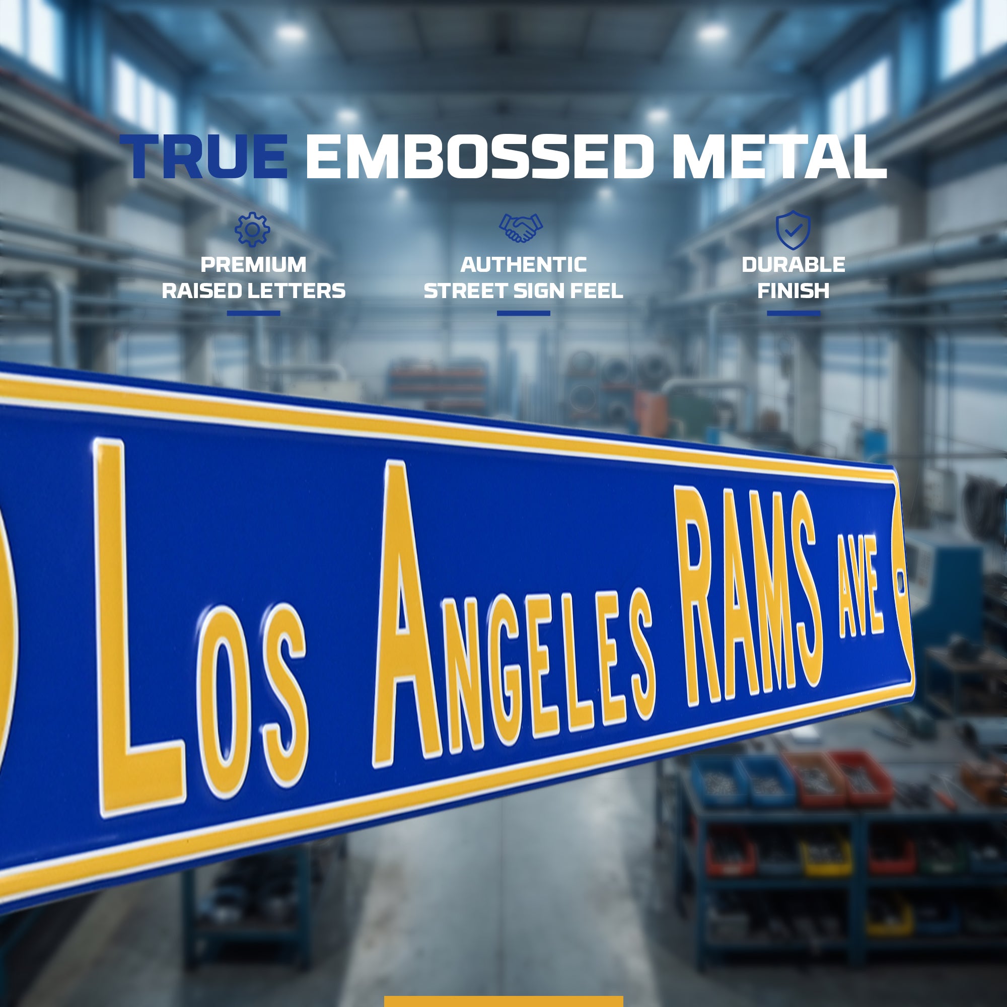 Los Angeles Rams - LOS ANGELES RAMS AVE - Embossed Steel Street Sign