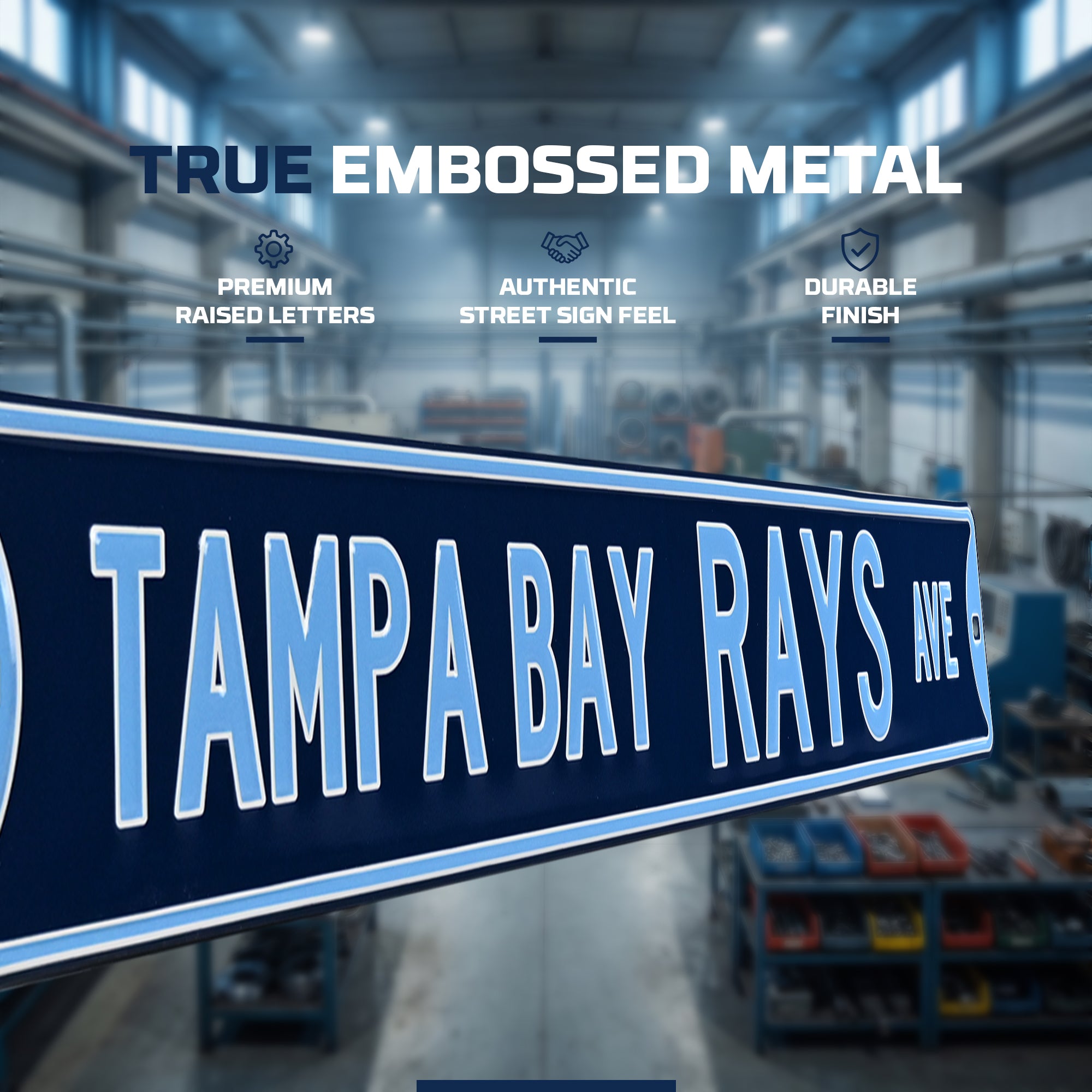 Tampa Bay Rays - TAMPA BAY RAYS AVE - Embossed Steel Street Sign