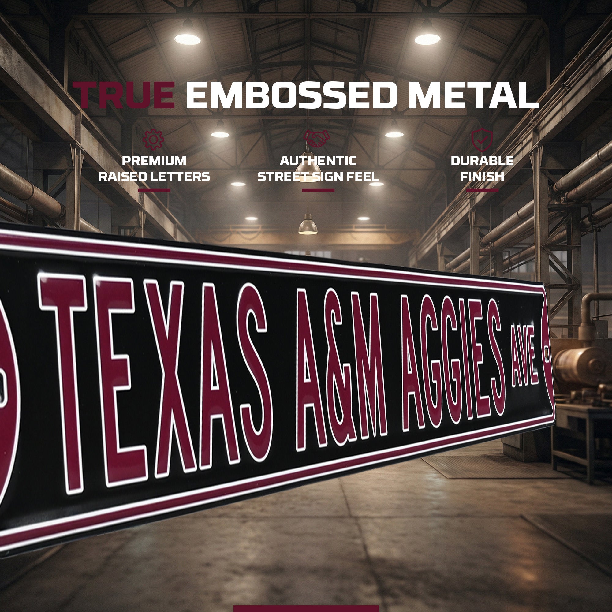 Texas A&M Aggies - AGGIES AVE - Embossed Steel Street Sign