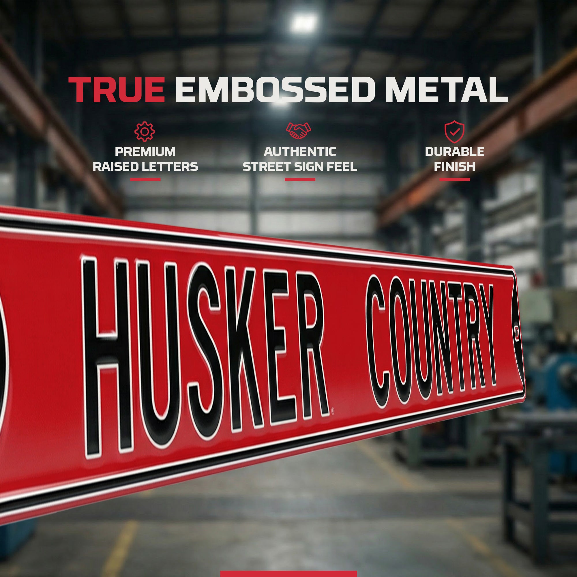 Nebraska Cornhuskers - HUSKER COUNTRY - Embossed Steel Street Sign