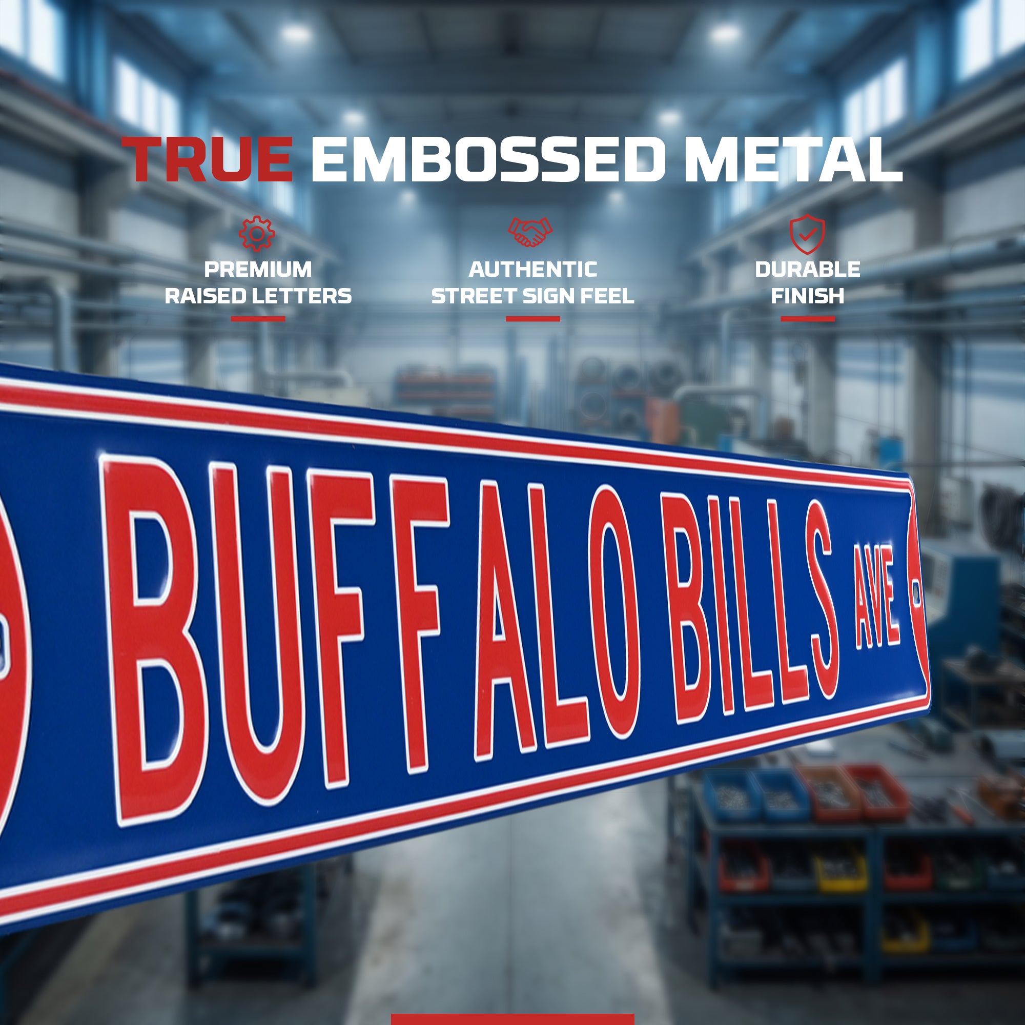 Buffalo Bills - BUFFALO BILLS AVE - Embossed Steel Street Sign