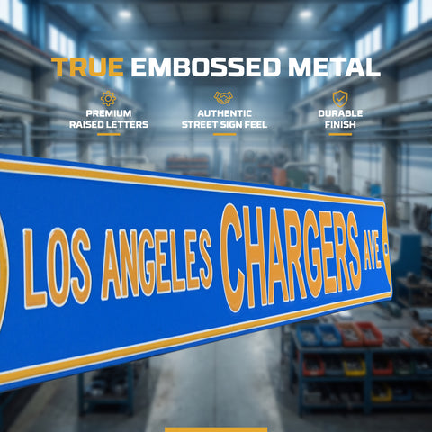 Los Angeles Chargers Ave - Embossed Steel Street Sign