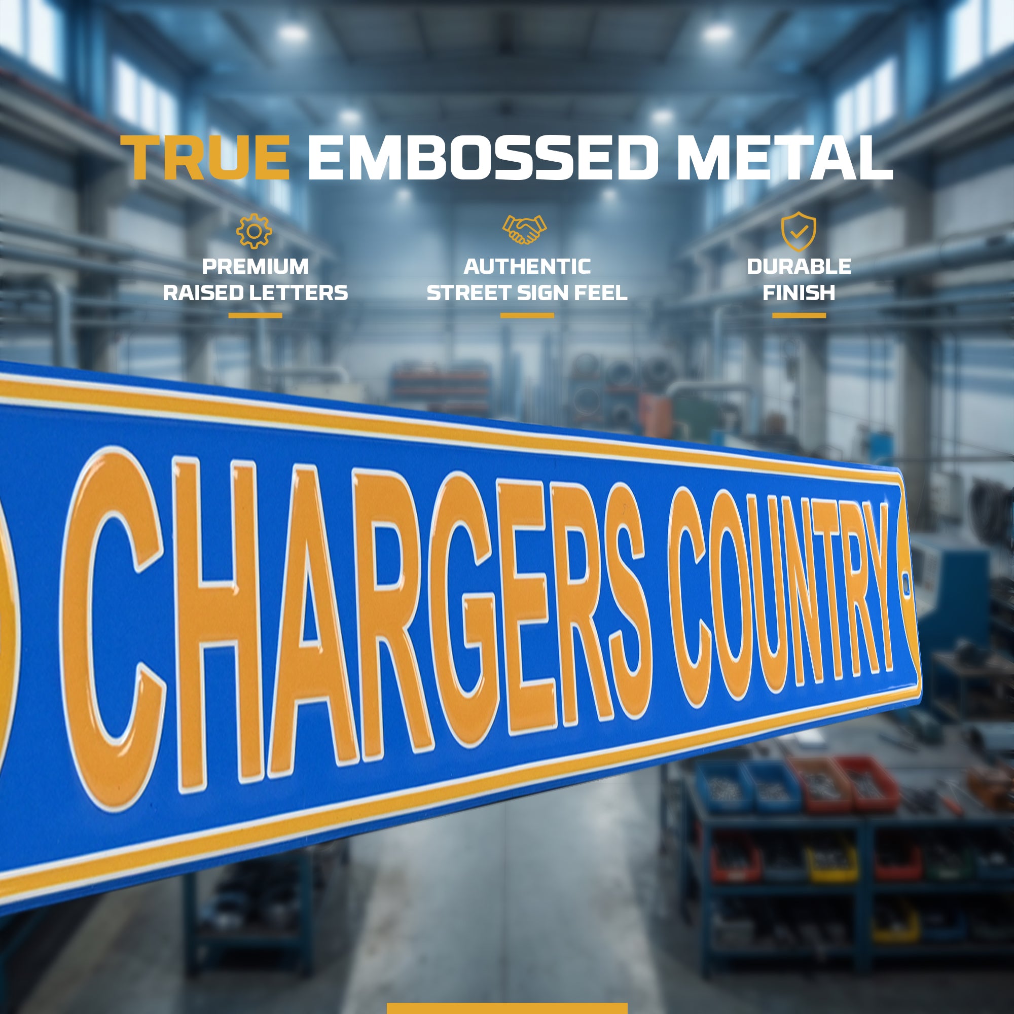 Los Angeles Chargers - CHARGERS COUNTRY - Embossed Steel Street Sign