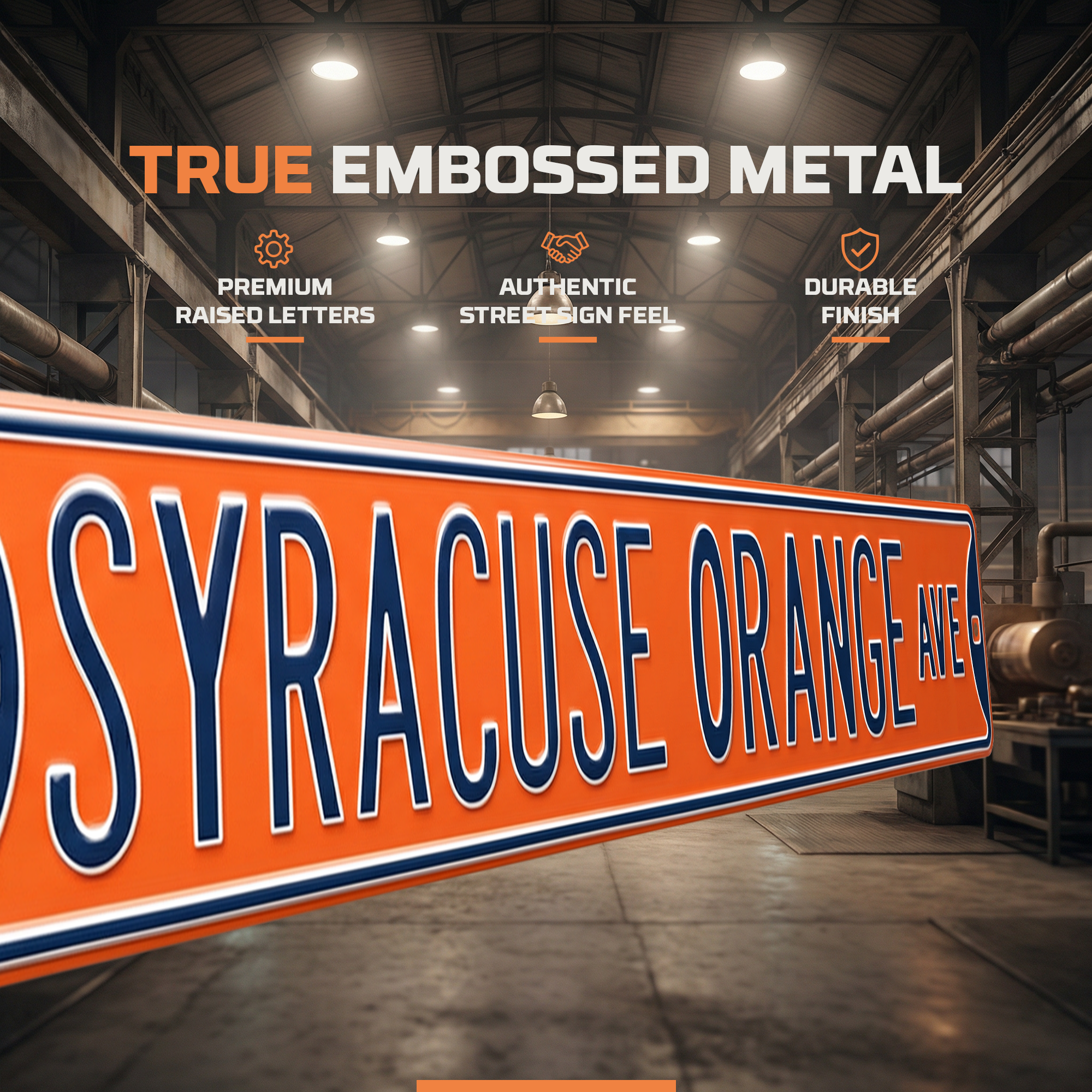 Syracuse Orange - SYRACUSE ORANGE AVE - Embossed Steel Street Sign