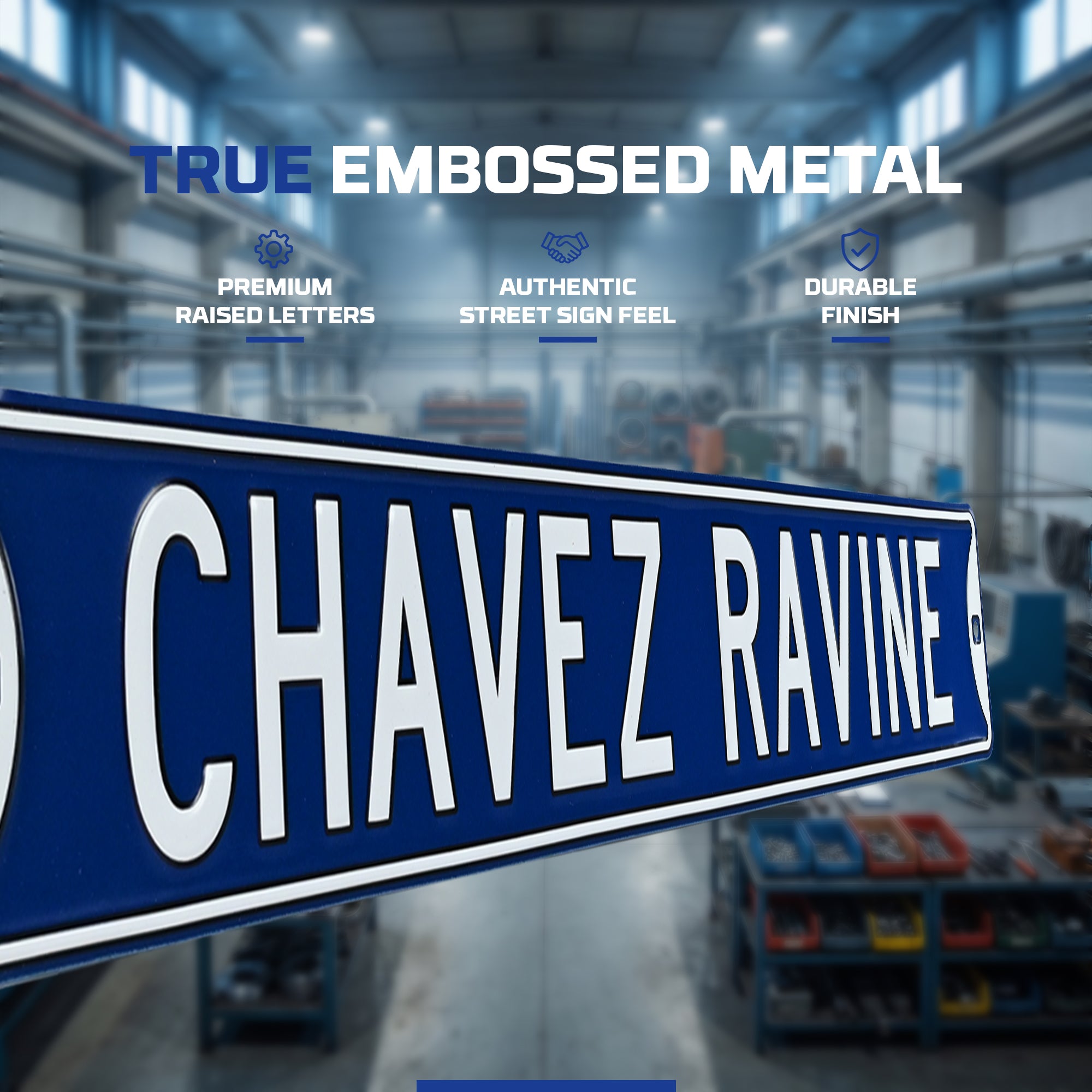 Los Angeles Dodgers - CHAVEZ RAVINE - Embossed Steel Street Sign