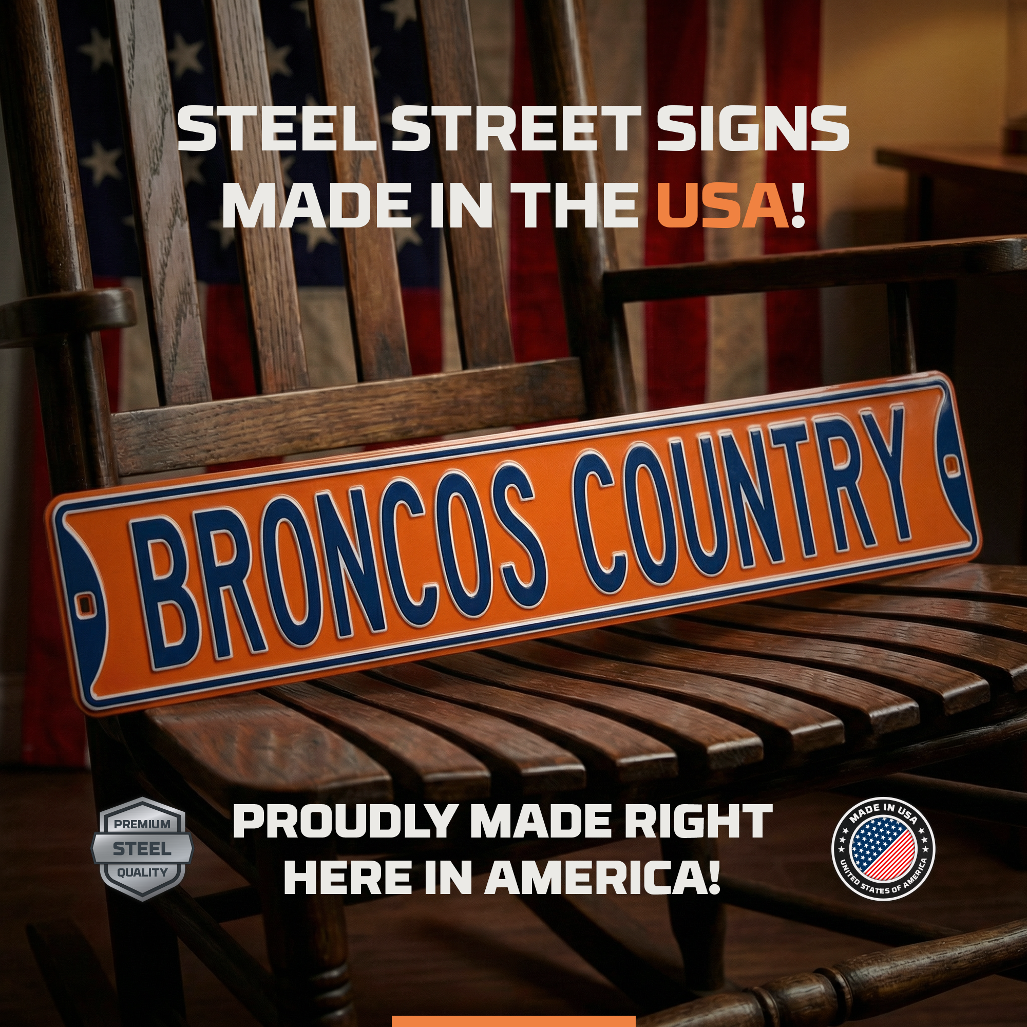 Denver Broncos - BRONCOS COUNTRY - Embossed Steel Street Sign