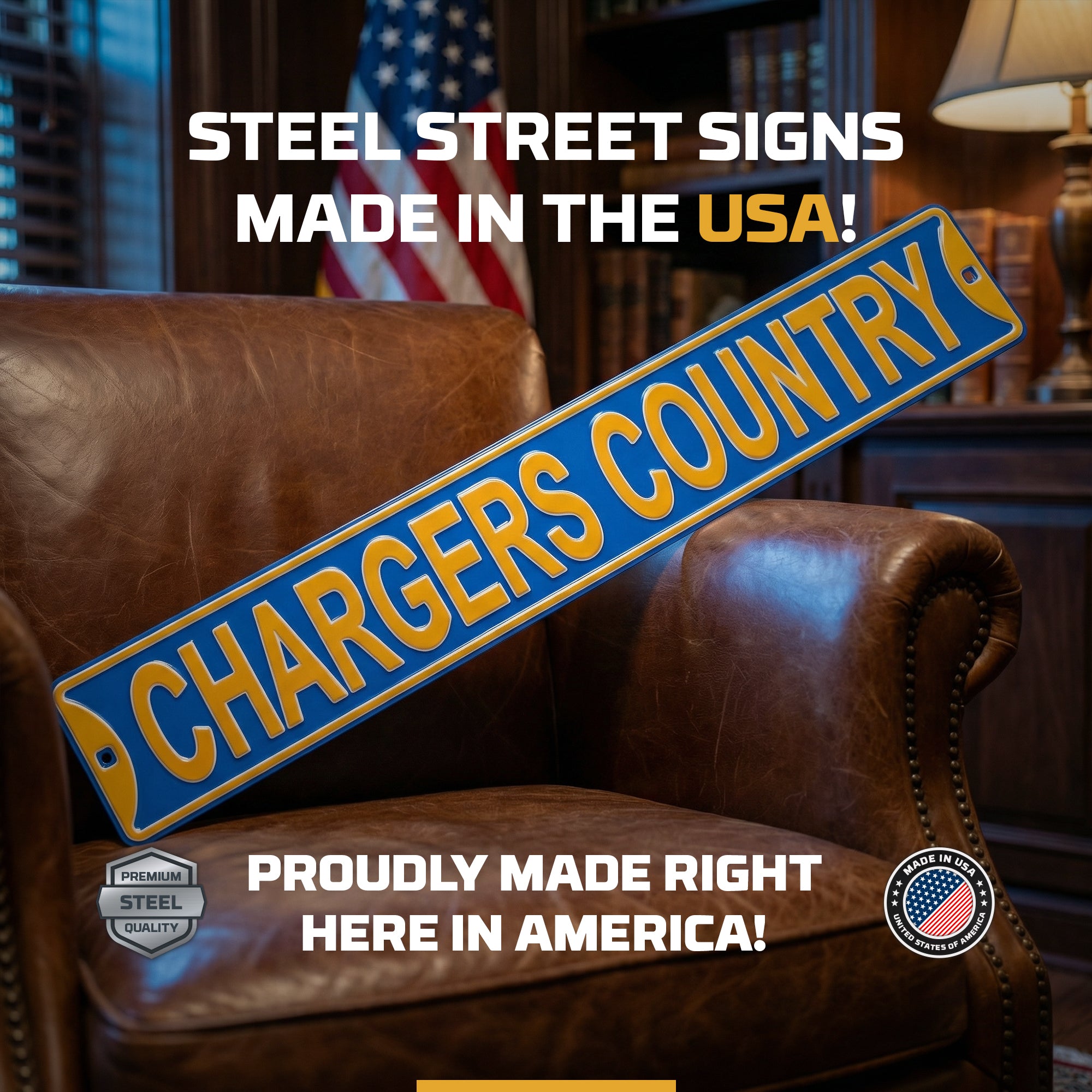 Los Angeles Chargers - CHARGERS COUNTRY - Embossed Steel Street Sign