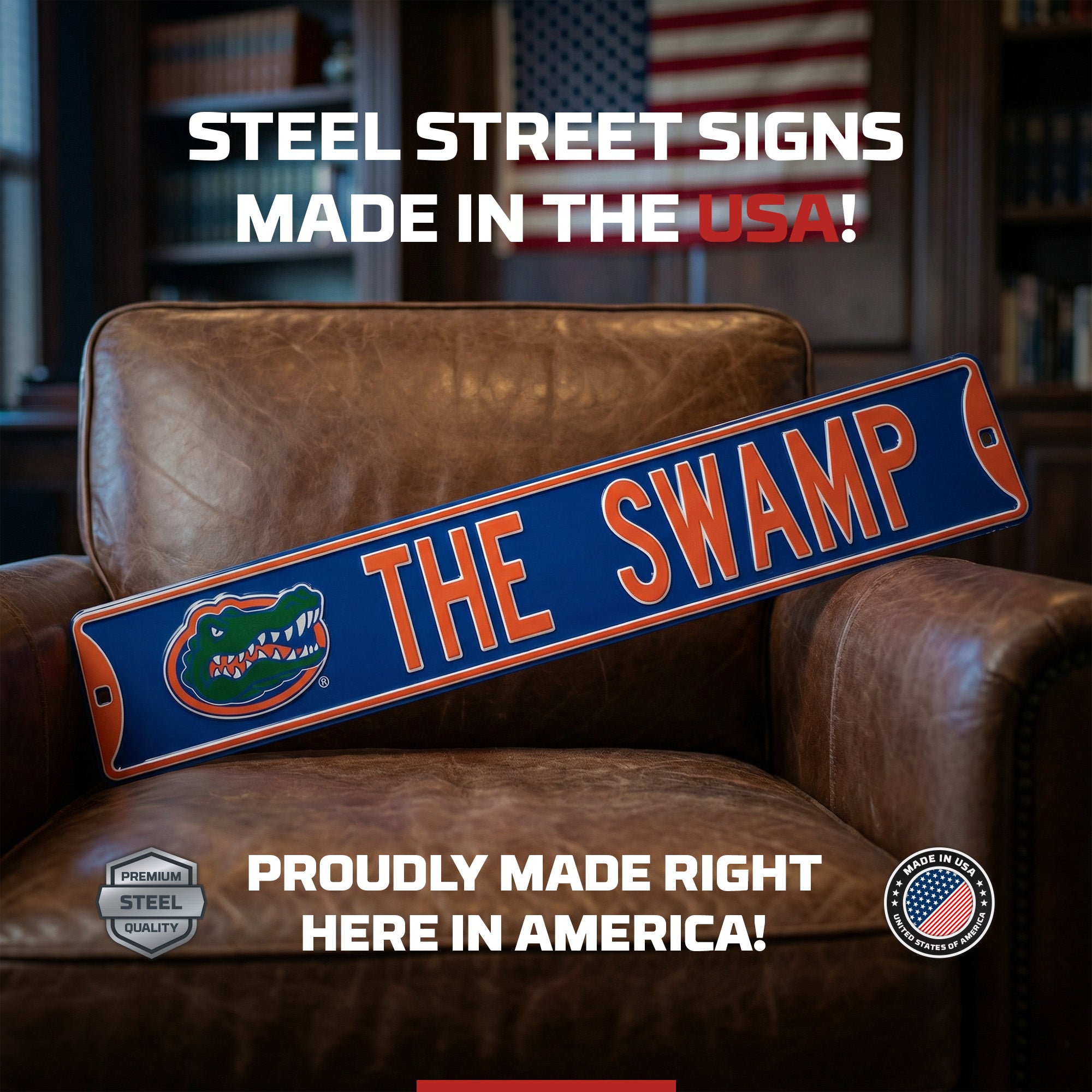 Florida Gators - THE SWAMP Gatorhead - Embossed Steel Street Sign