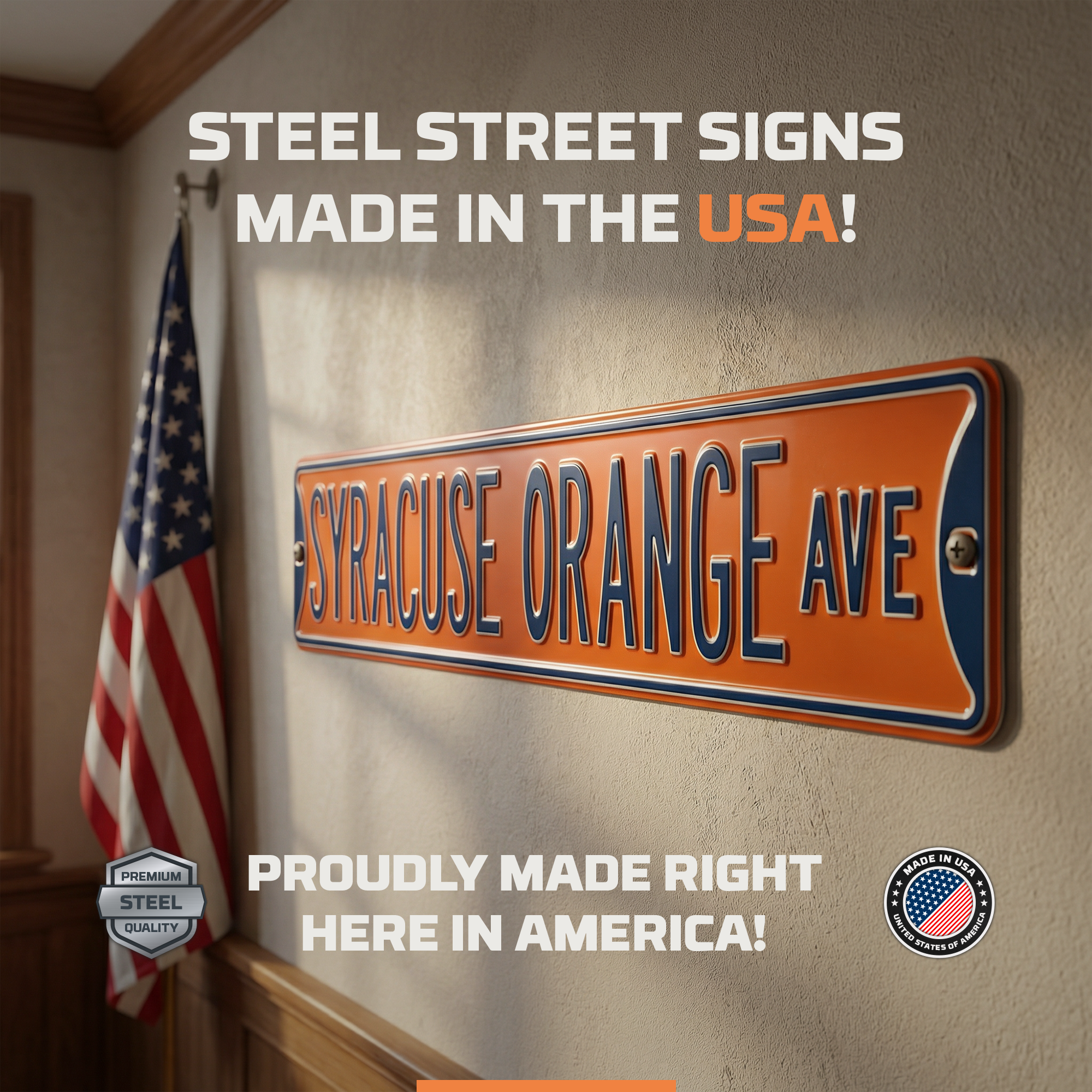 Syracuse Orange - SYRACUSE ORANGE AVE - Embossed Steel Street Sign