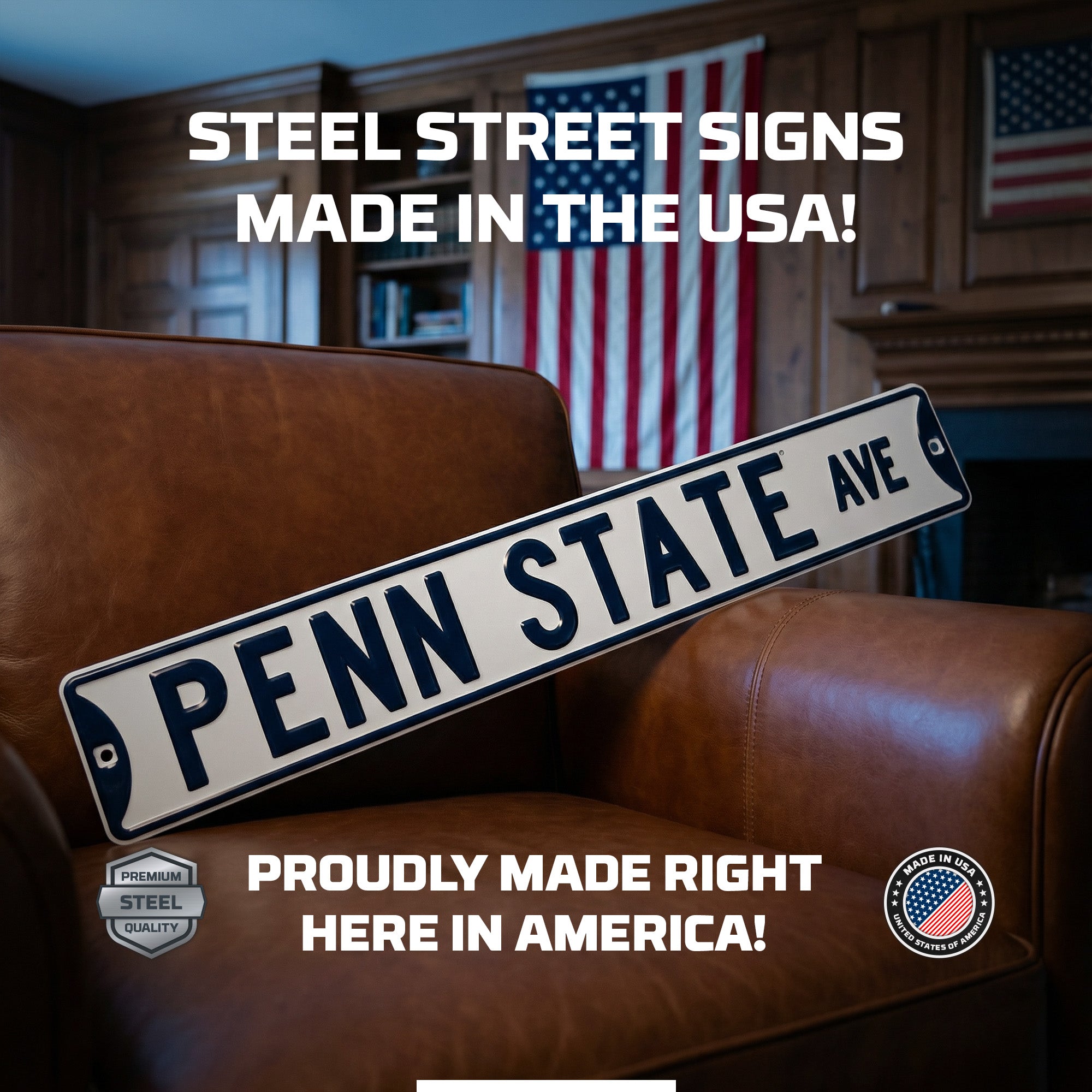 Penn State Nittany Lions - PENN STATE AVE - Embossed Steel Street Sign