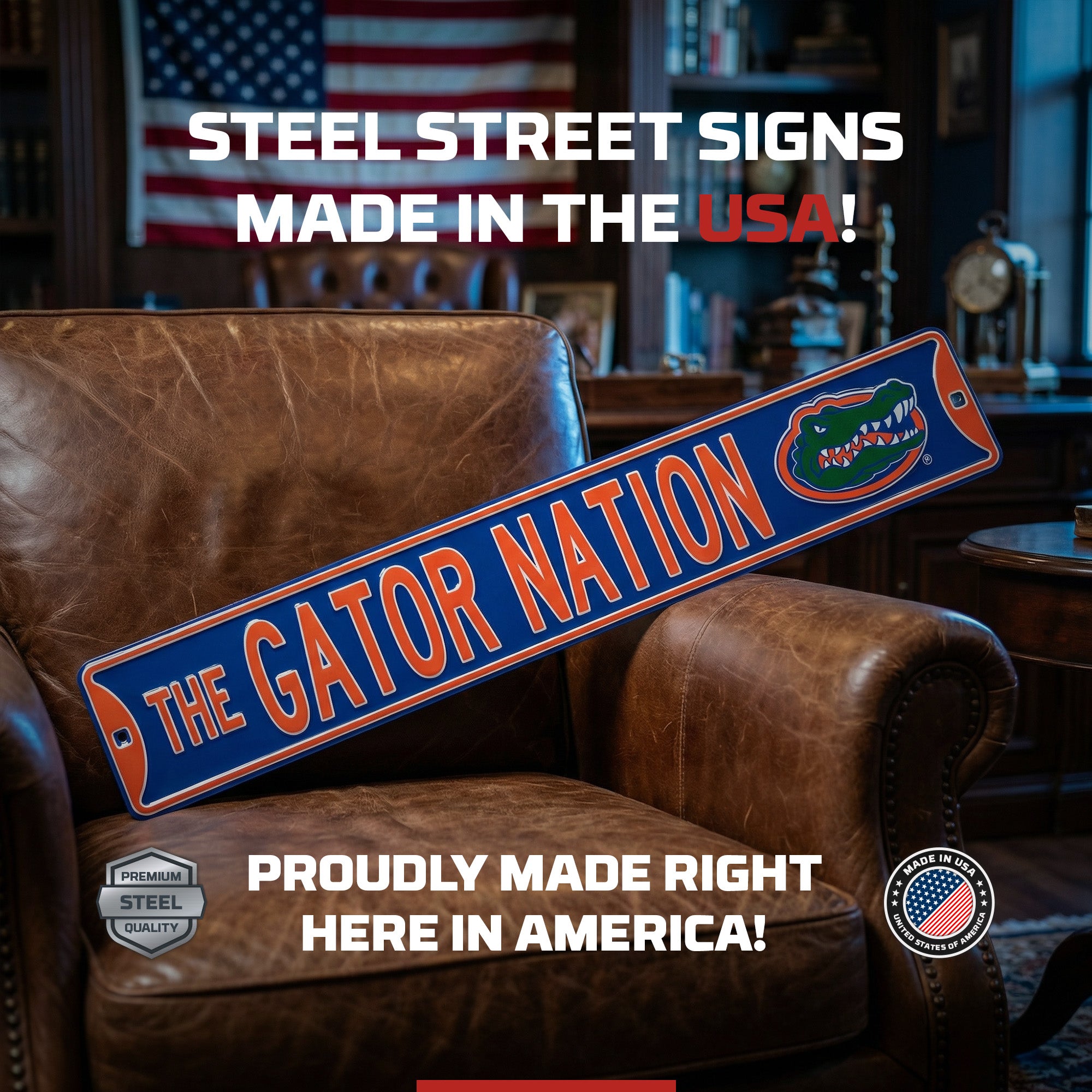 Florida Gators - THE GATOR NATION - Logo - Embossed Steel Street Sign