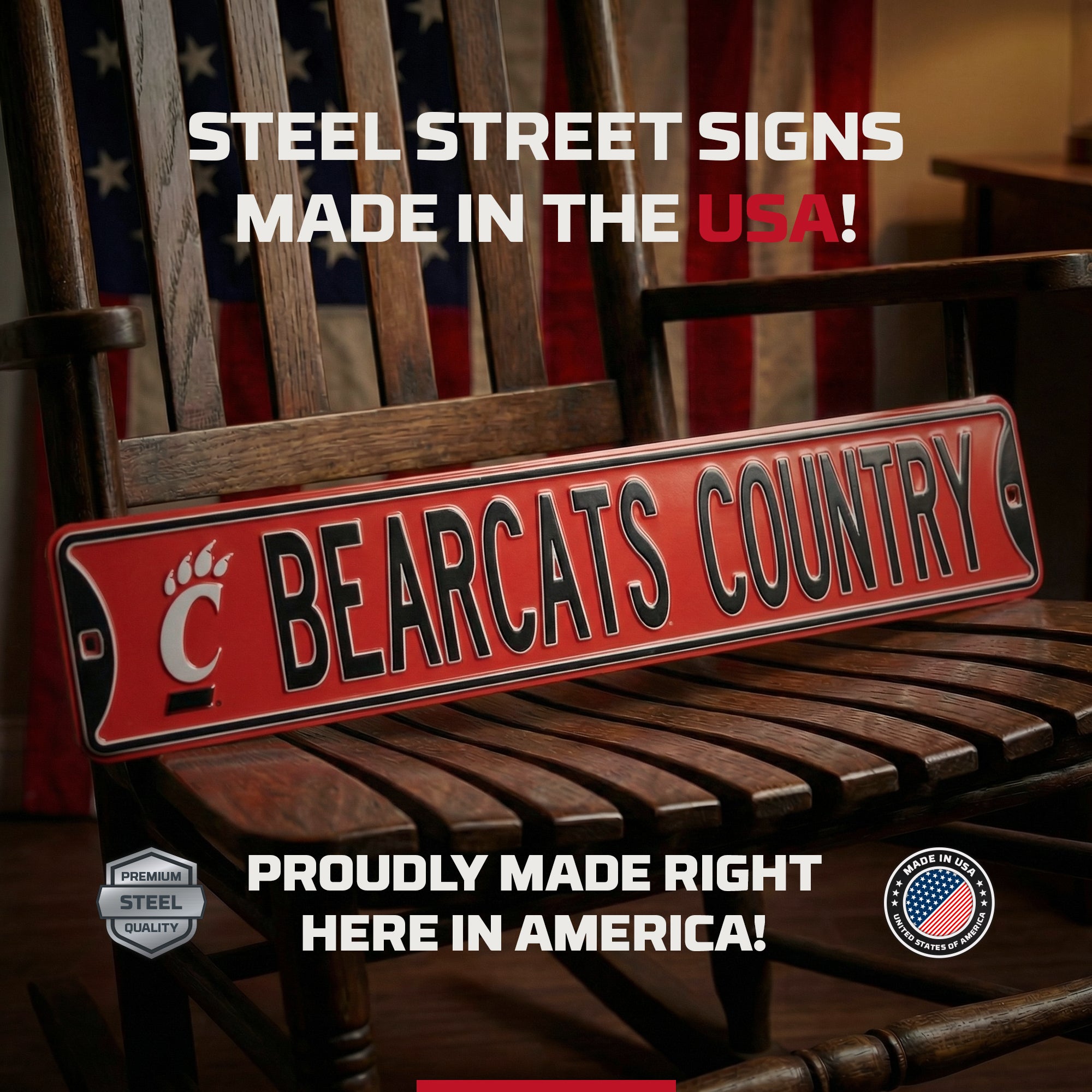 Cincinnati Bearcats - BEARCAT COUNTRY - Logo - Embossed Steel Street Sign