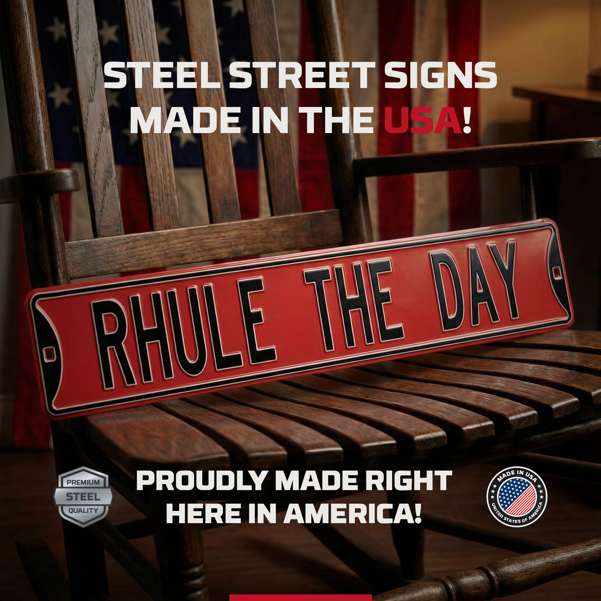 Nebraska Cornhuskers - RHULE THE DAY - Embossed Steel Street Sign