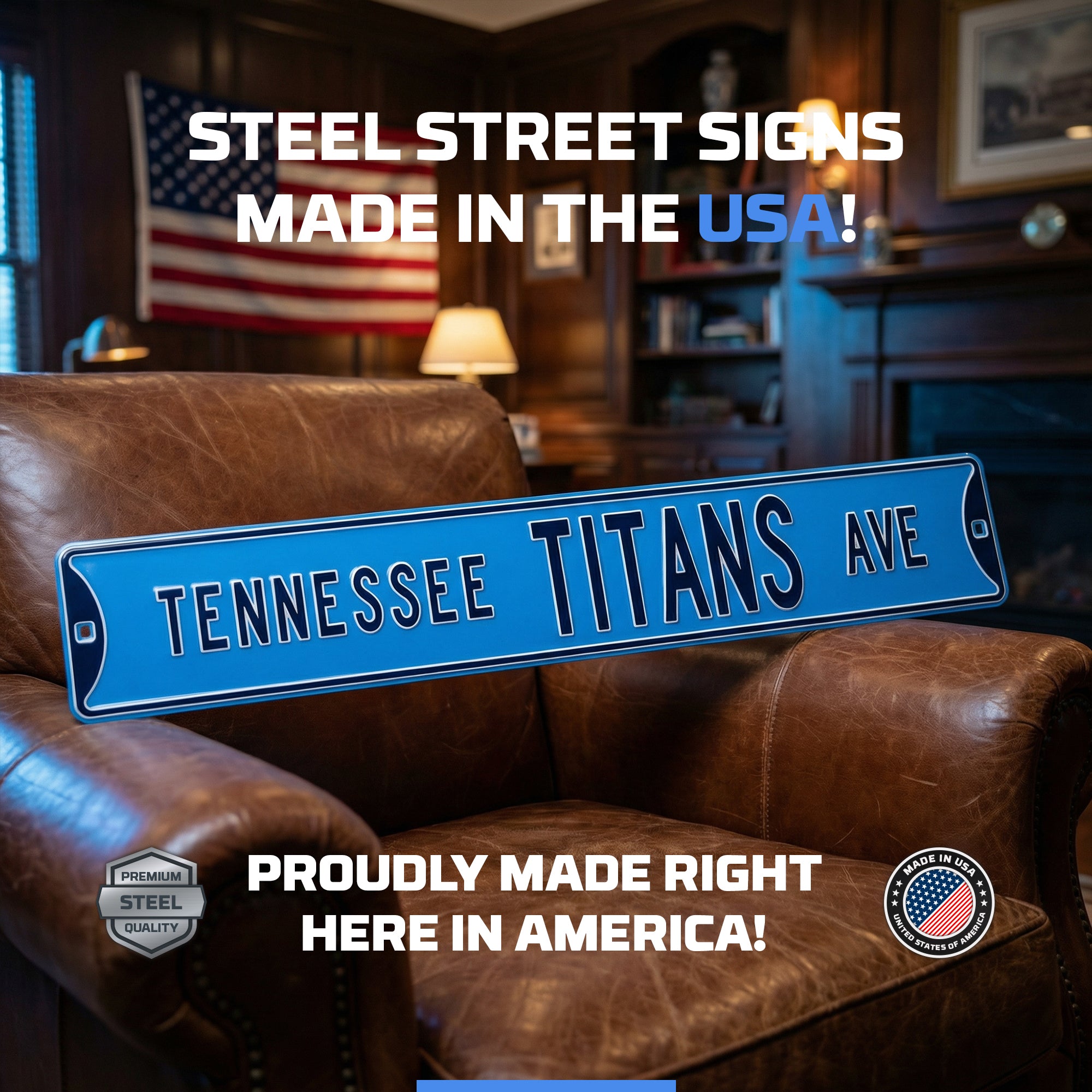 Tennessee Titans - TENNESSEE TITANS AVE - Embossed Steel Street Sign