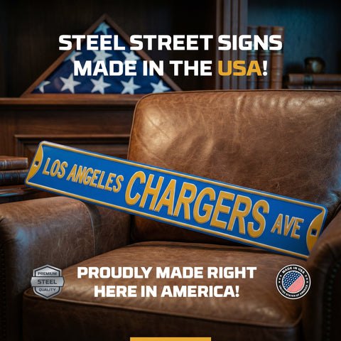 Los Angeles Chargers Ave - Embossed Steel Street Sign