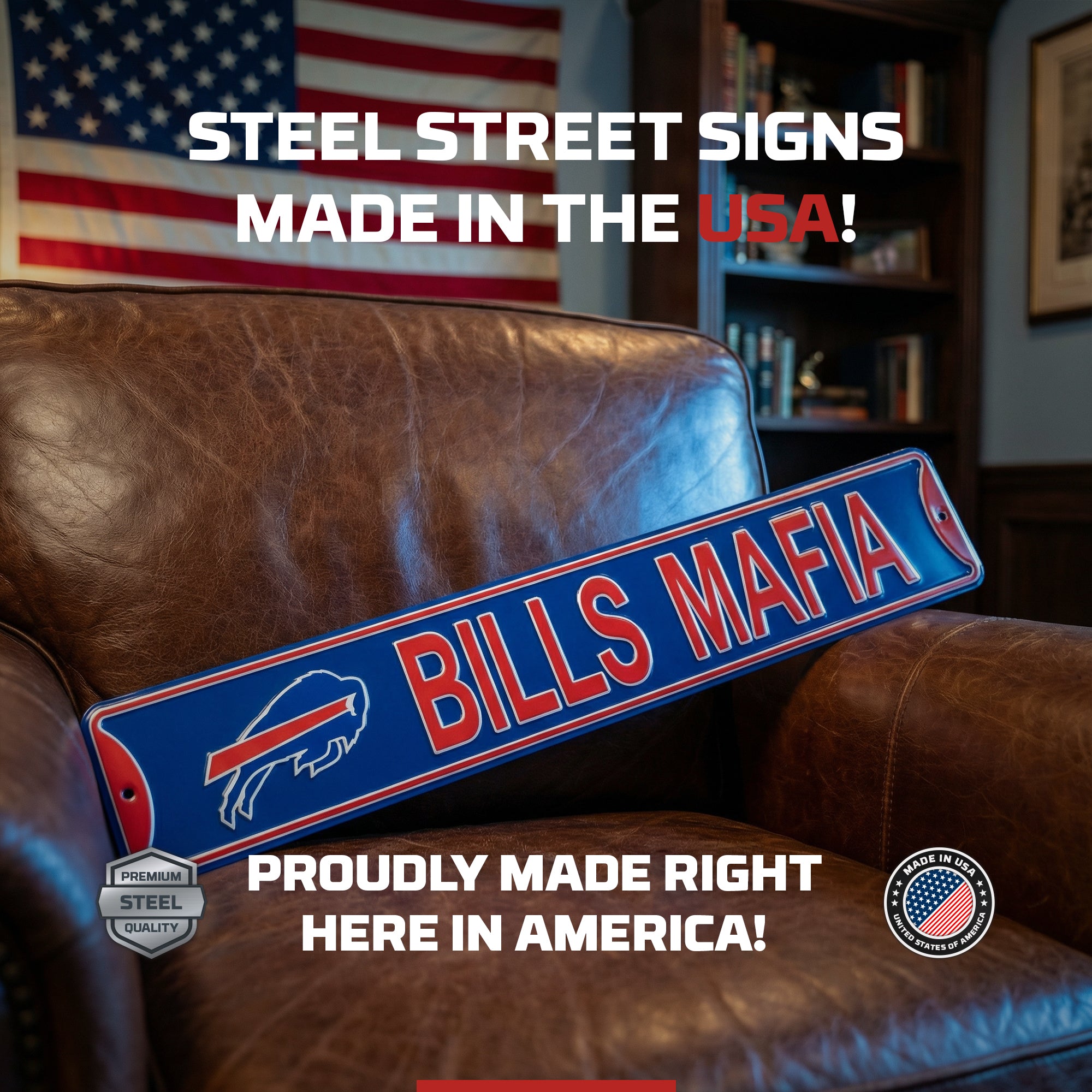 Buffalo Bills - Bills Mafia w/logo - Embossed Steel Street Sign