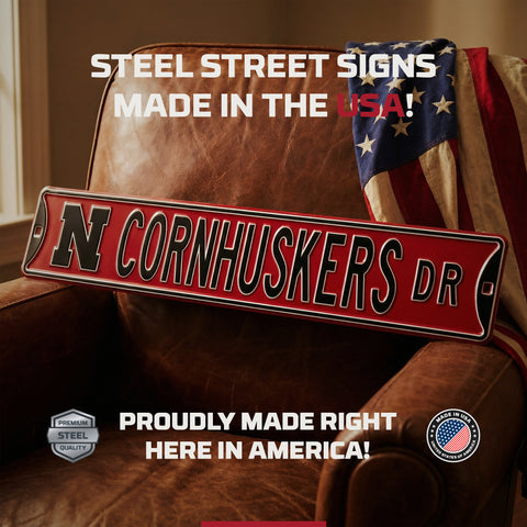 Nebraska Cornhuskers - CORNHUSKERS DR. - Embossed Steel Street Sign