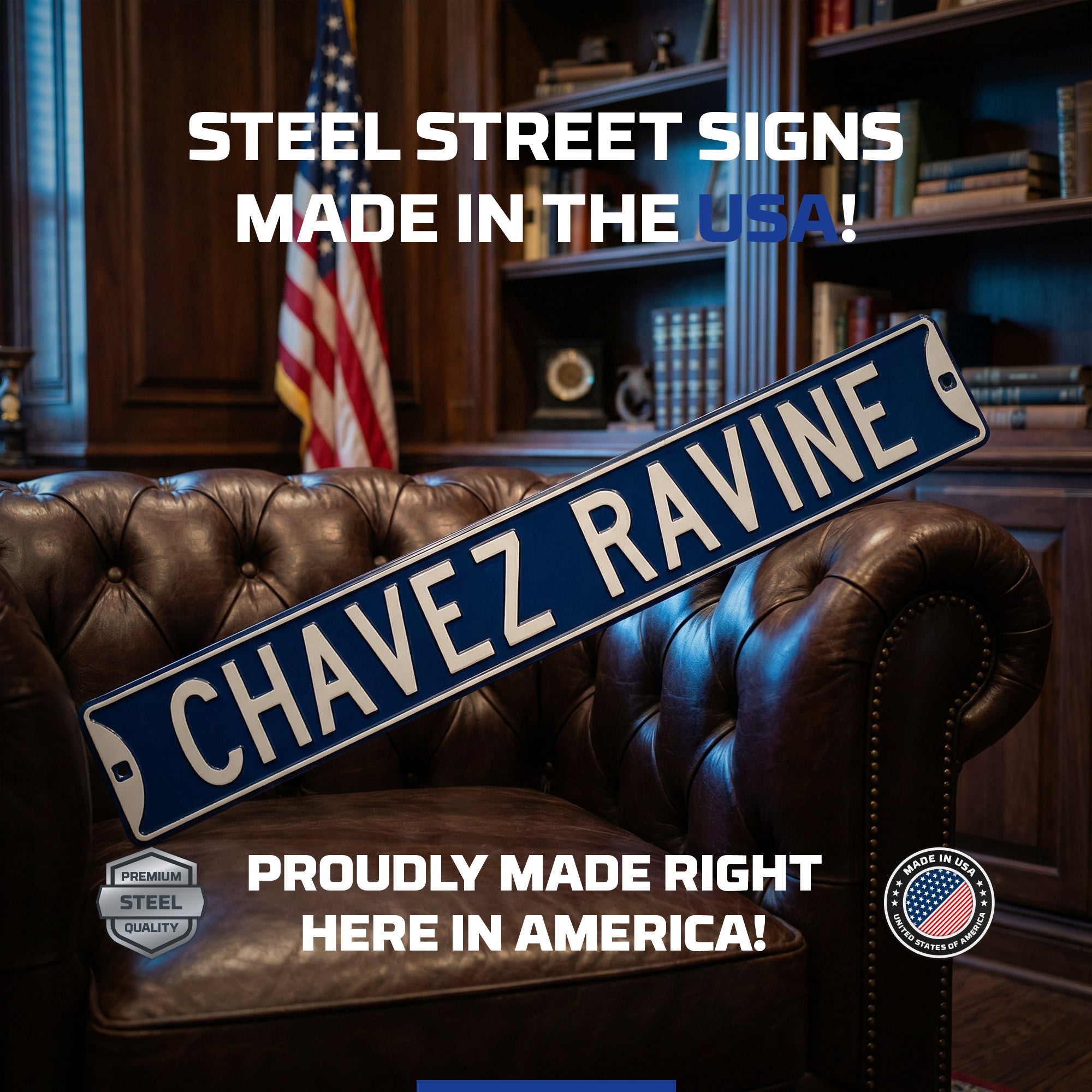 Los Angeles Dodgers - CHAVEZ RAVINE - Embossed Steel Street Sign